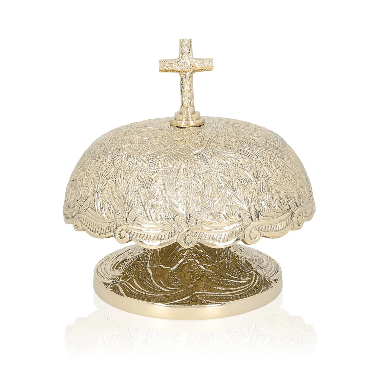 Ornate Brass Gong with Wooden Mallet