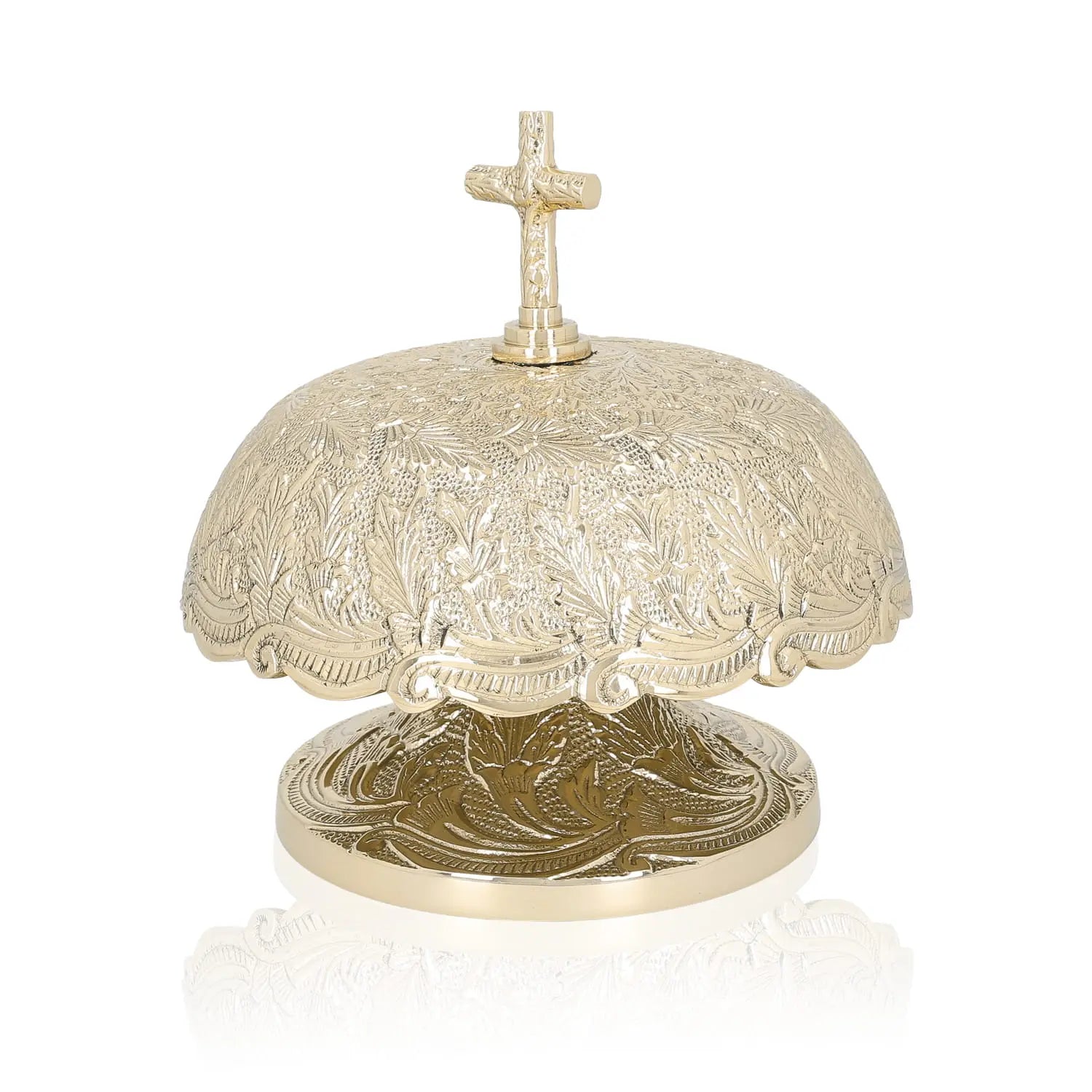 Ornate Brass Gong with Wooden Mallet