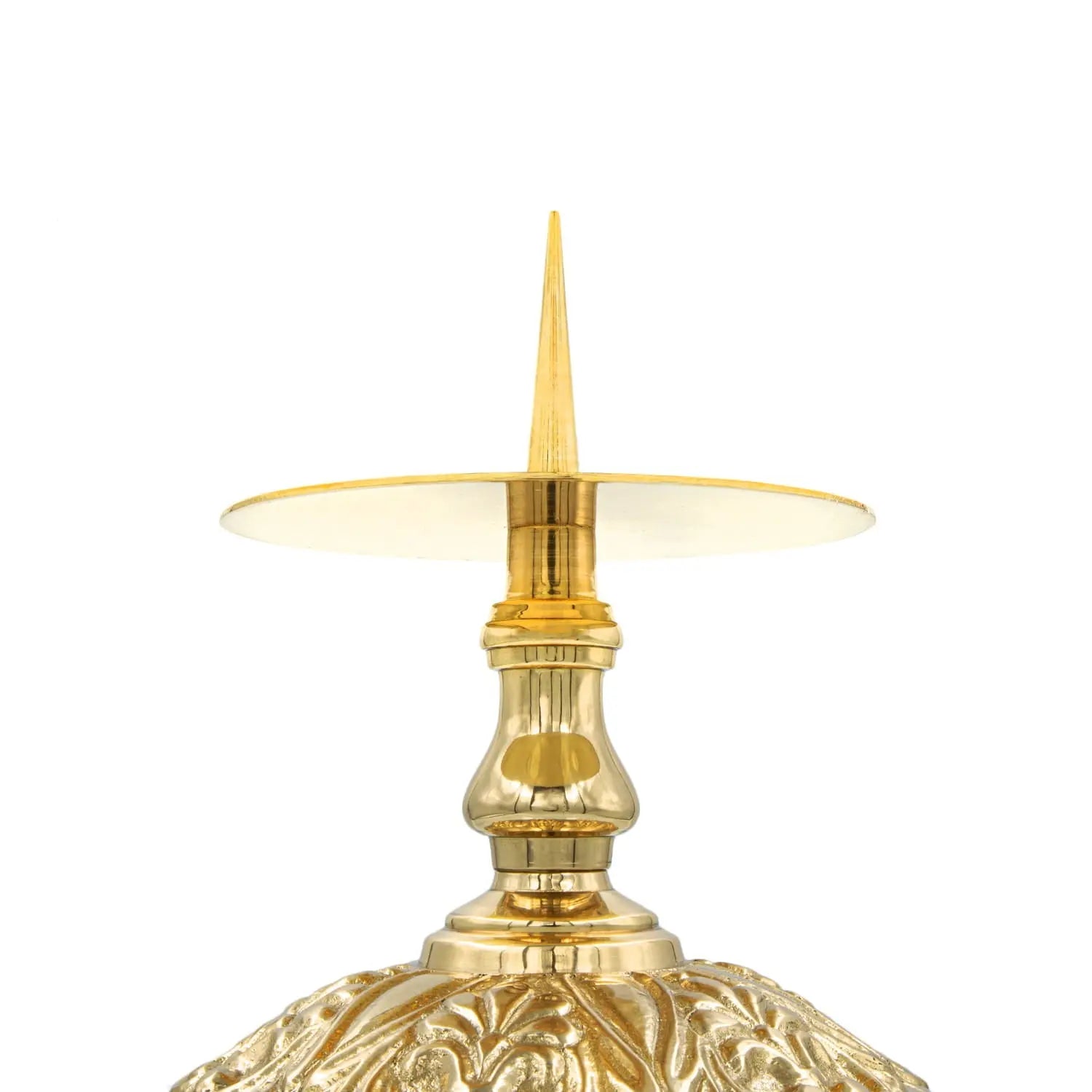 Brass Altar Candlestick with Decorative Base – 9 cm