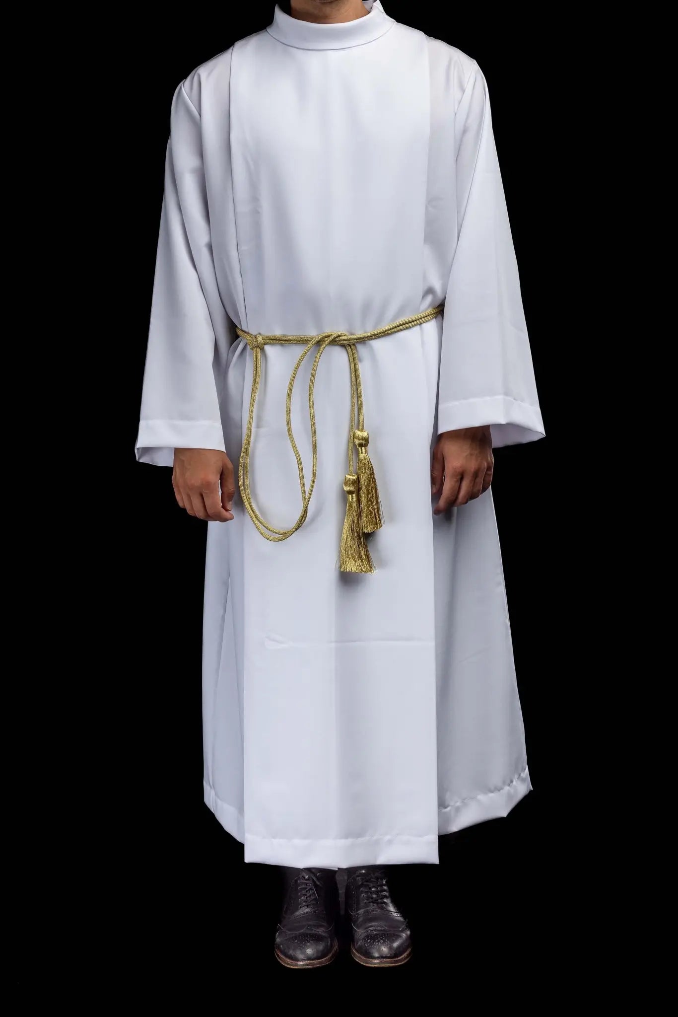 Gold liturgical cincture with decorative tassels made from braided cord