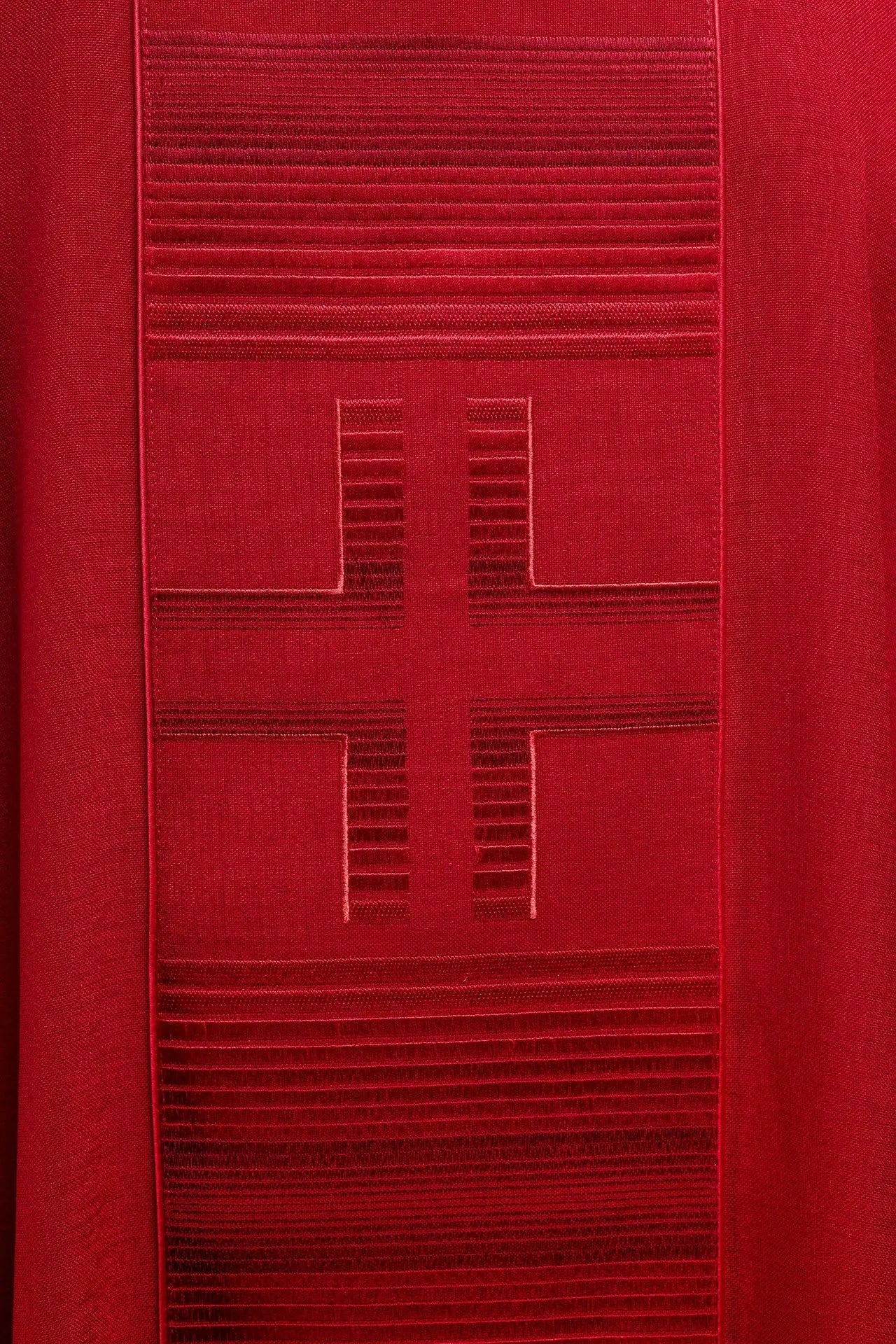 Embroidered chasuble with Crosses in red