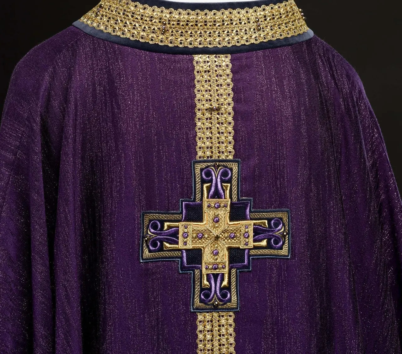 Handmade Chasuble with Natural Stones Handmade 7015 Purple