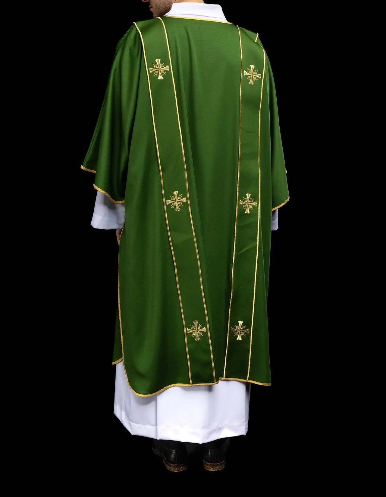 Green Dalmatic with Decorative Bands and Gold Cross Embroidery