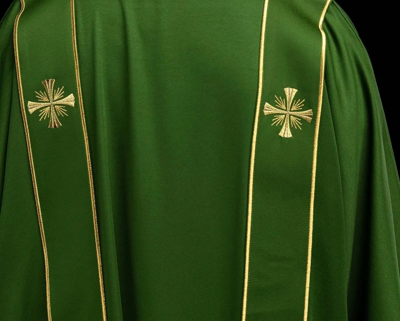 Green Dalmatic with Decorative Bands and Gold Cross Embroidery