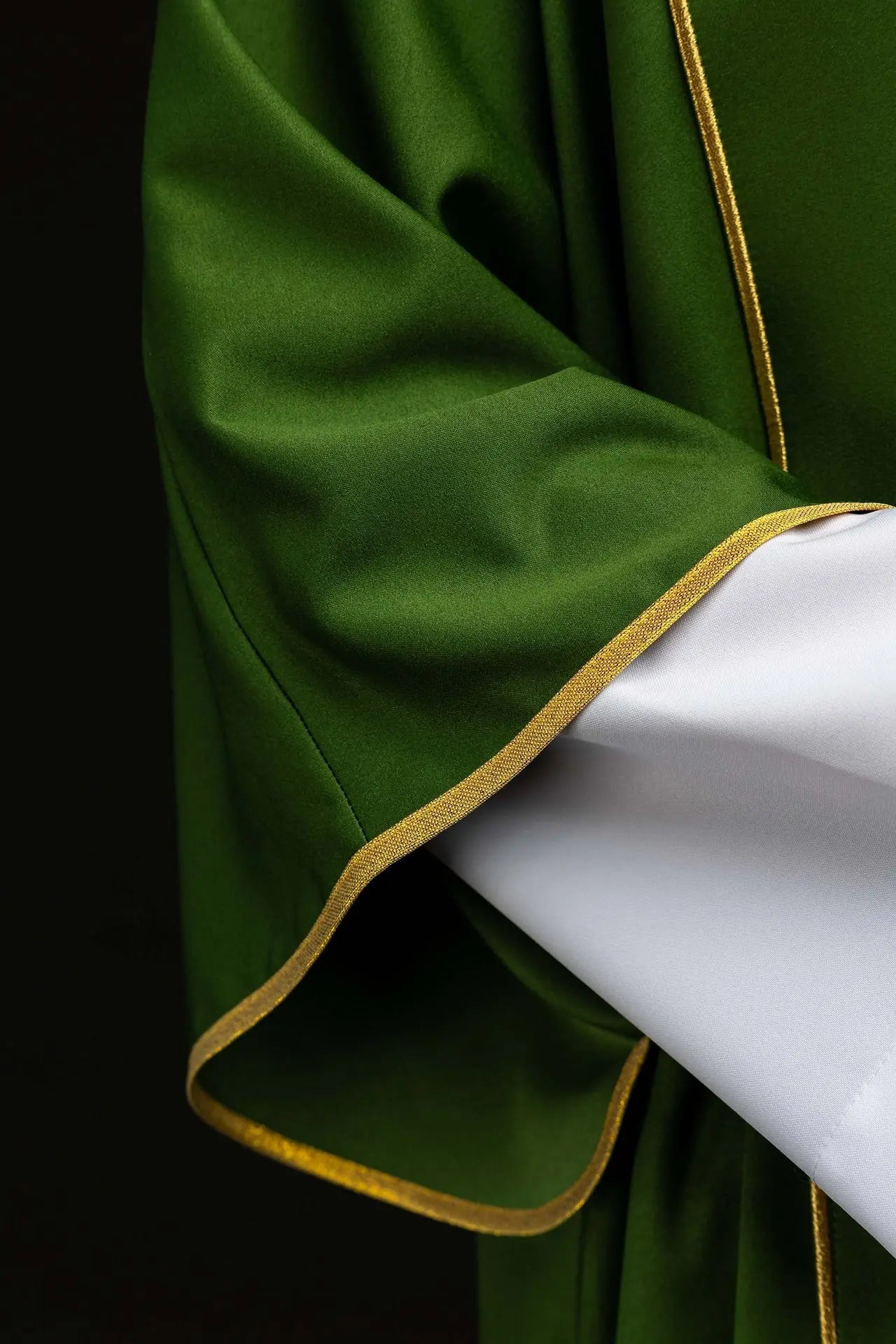 Green Dalmatic with Decorative Bands and Gold Cross Embroidery