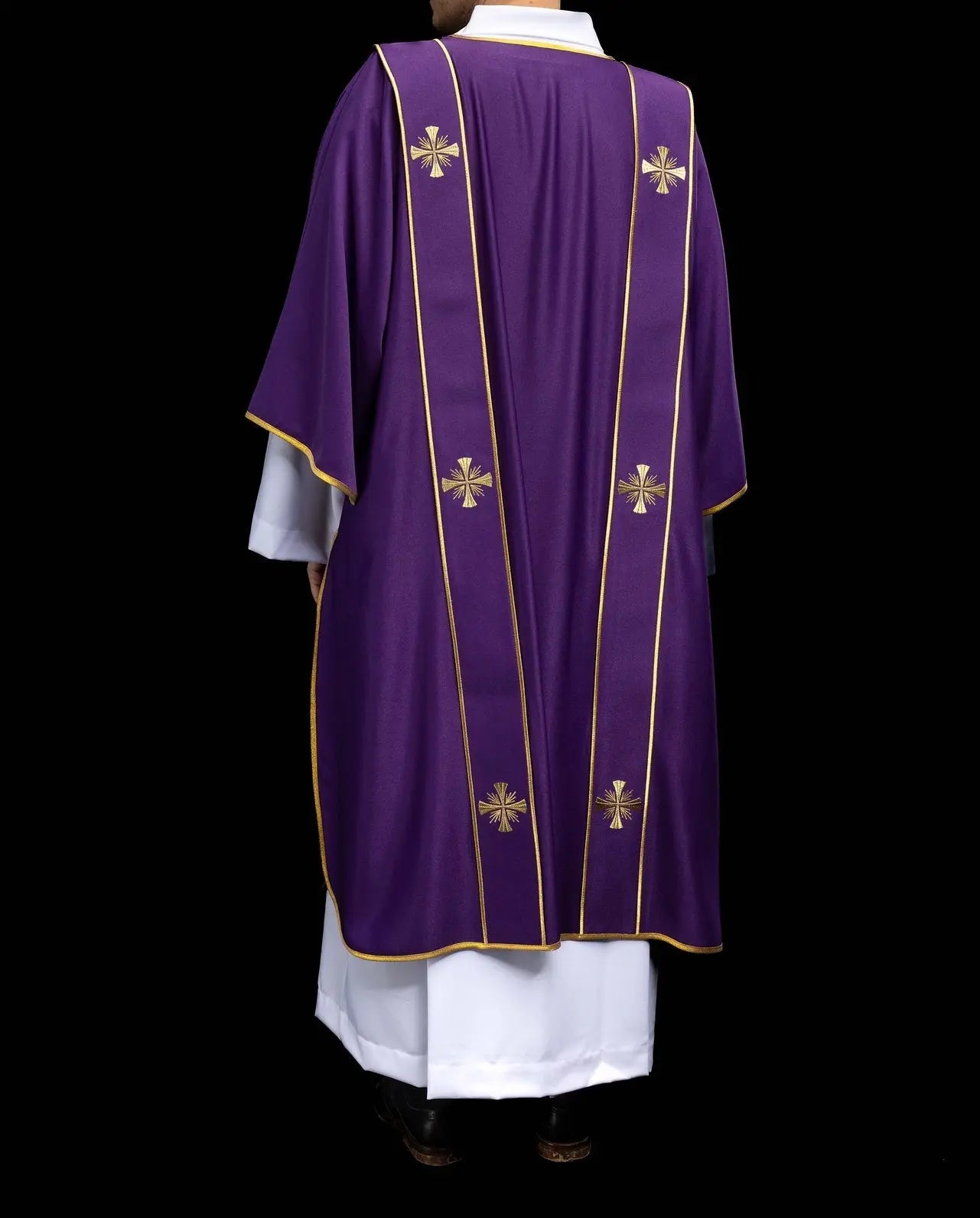 Purple Dalmatic with Decorative Bands and Gold Cross Embroidery