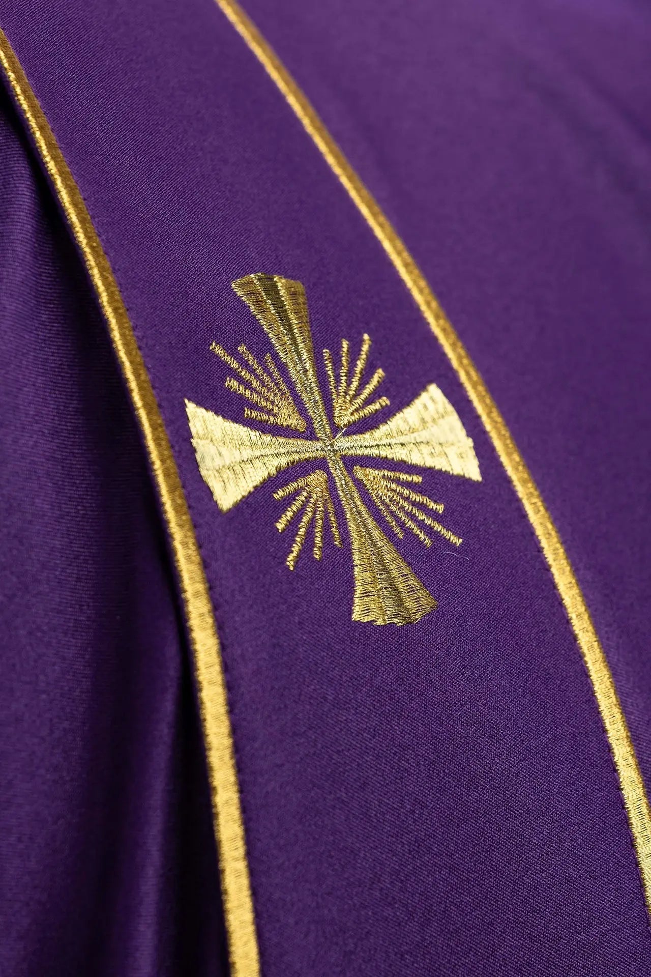 Purple Dalmatic with Decorative Bands and Gold Cross Embroidery