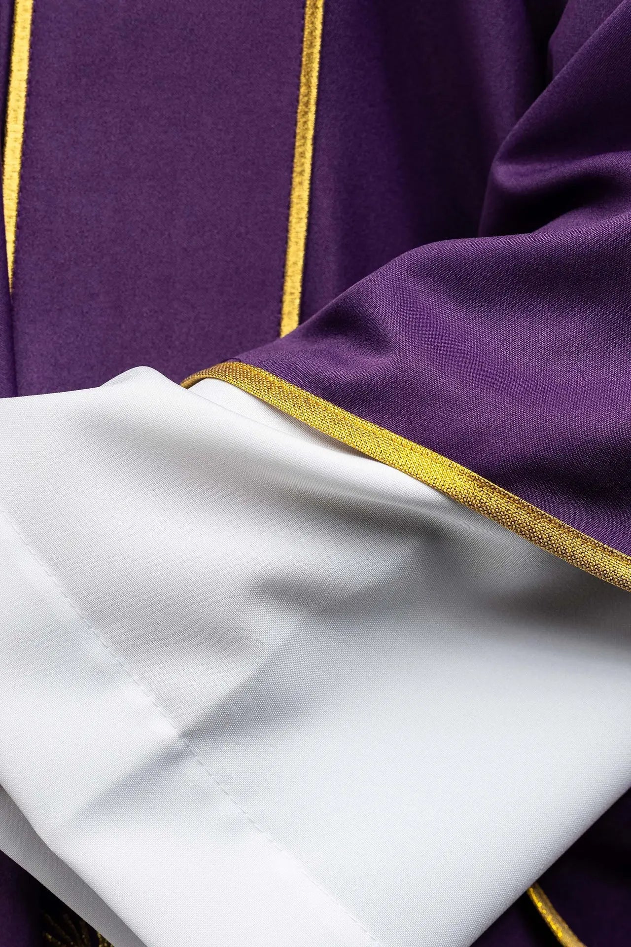 Purple Dalmatic with Decorative Bands and Gold Cross Embroidery
