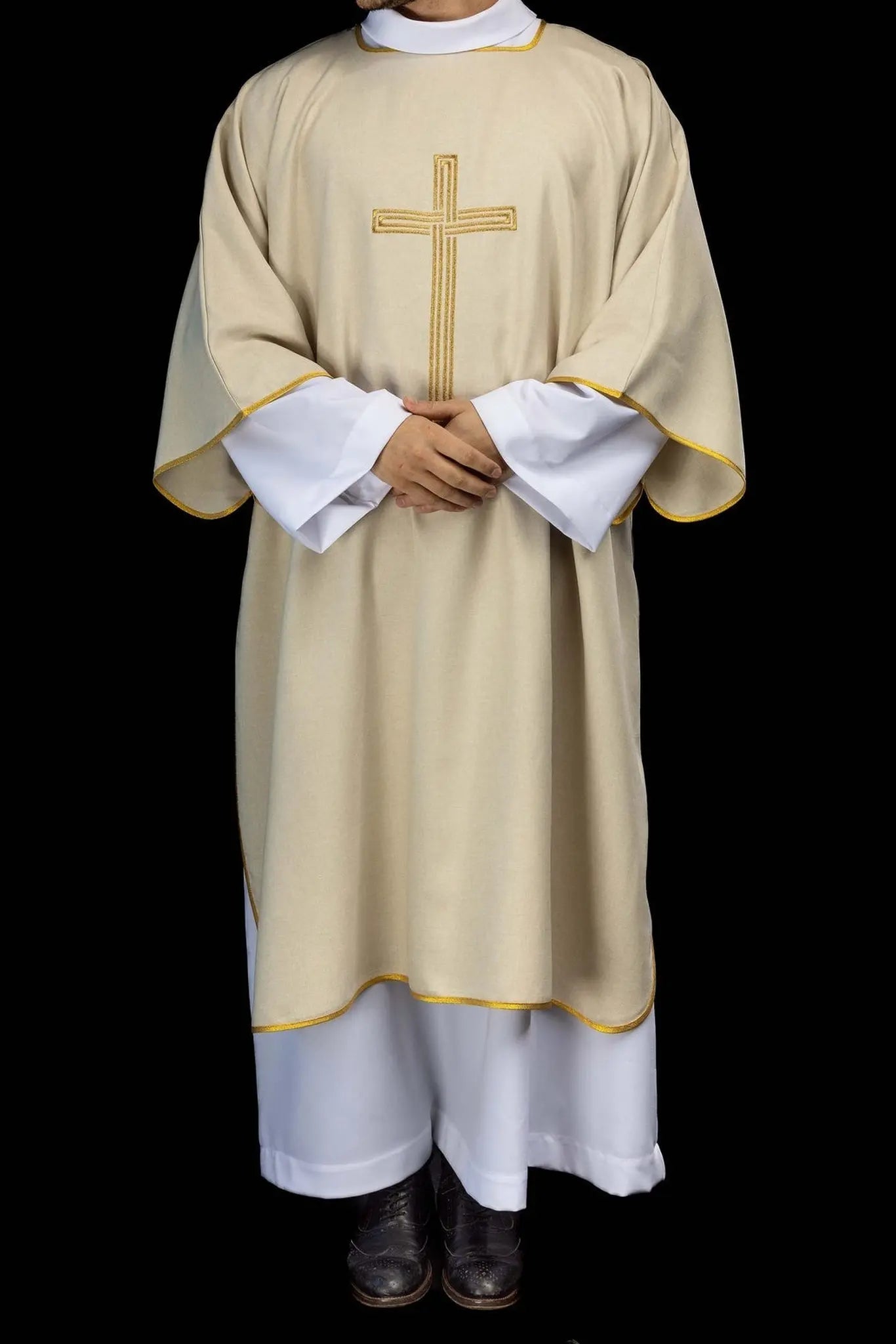 Ecru Dalmatic with Gold Cross Embroidery