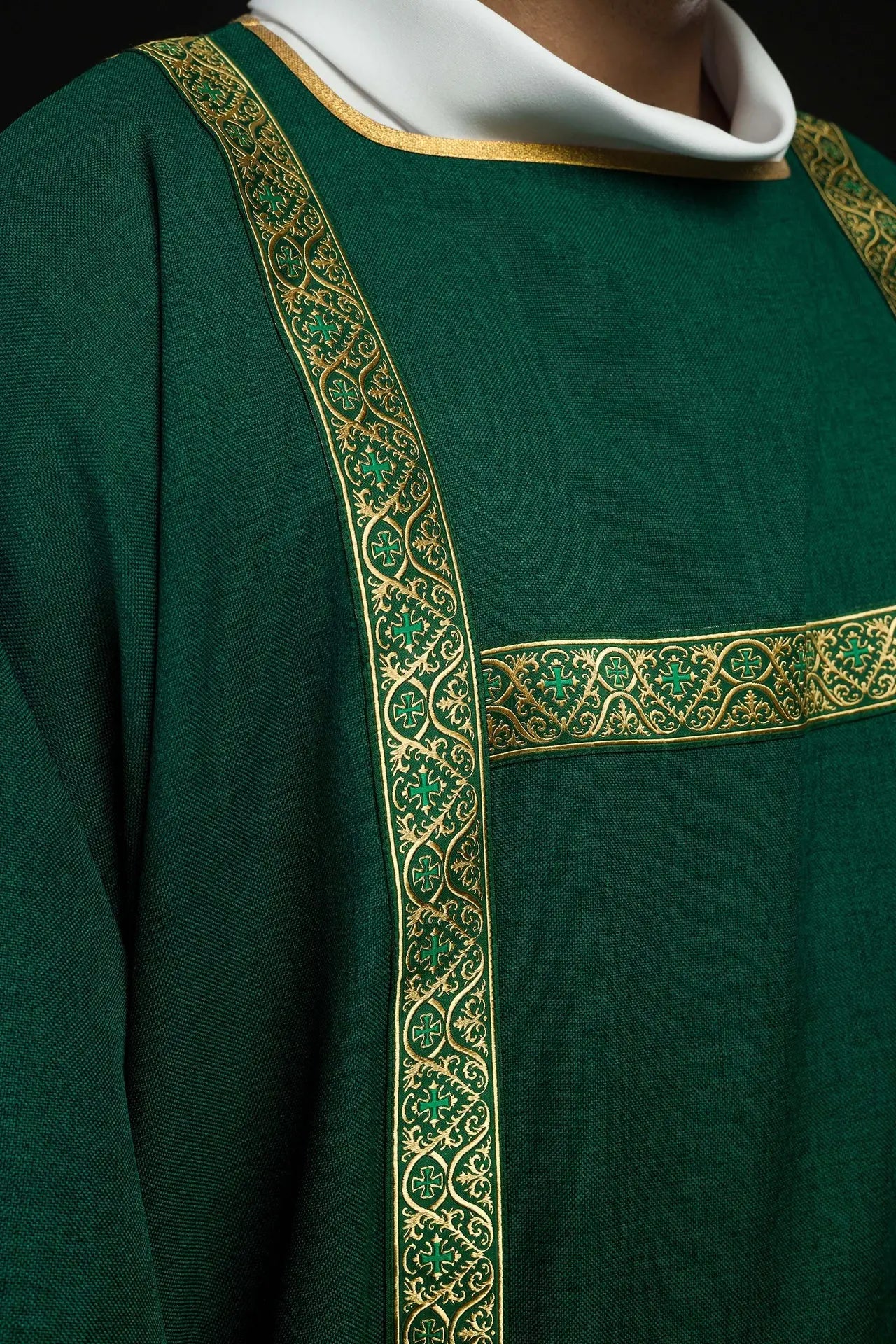 Green Dalmatic Decorated with Gold Jacquard Ribbons