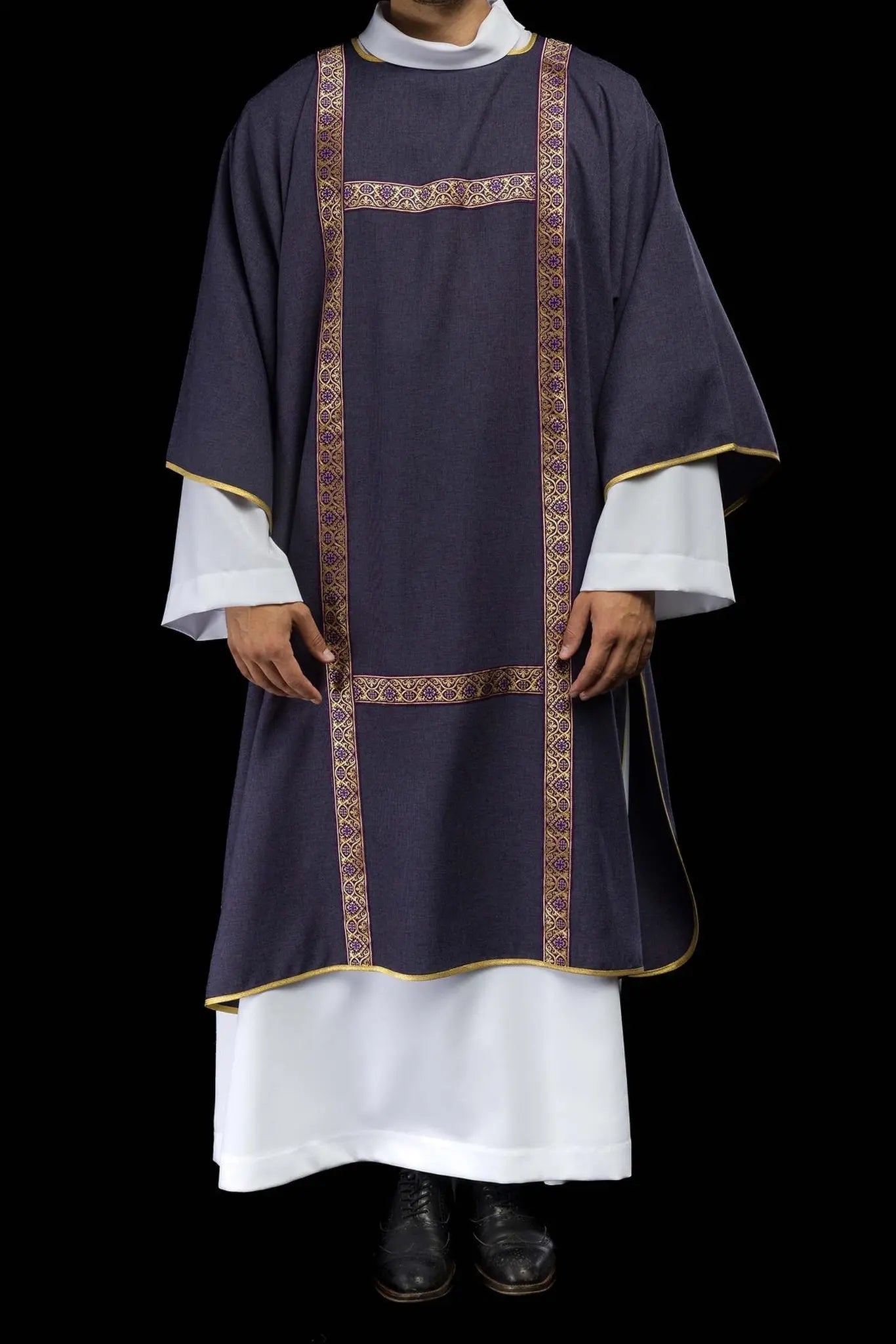 Purple Dalmatic Decorated with Gold Jacquard Ribbons