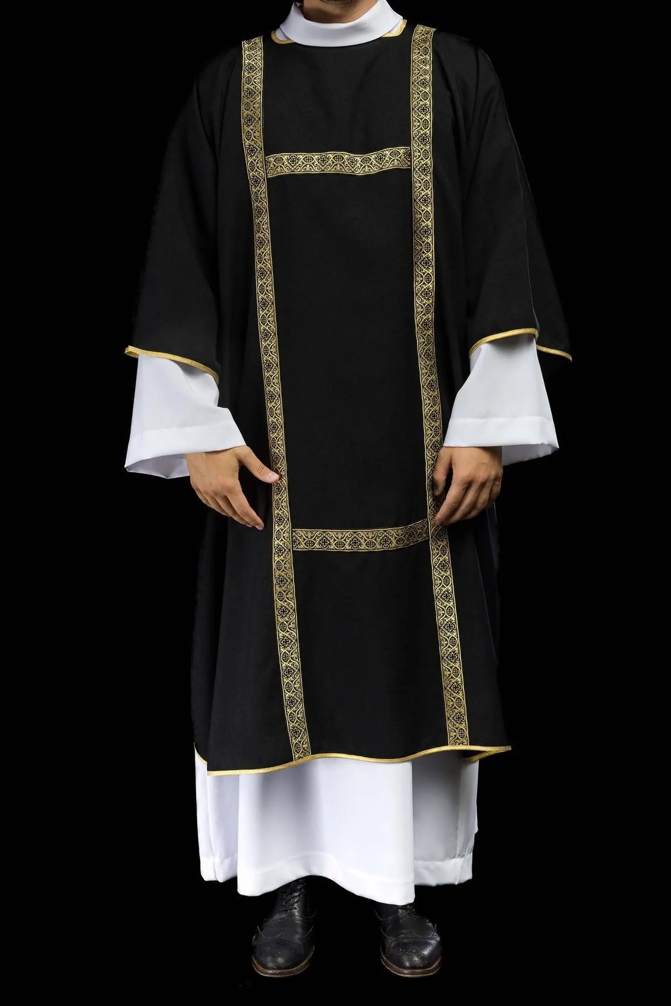 Black Dalmatic Decorated with Gold Jacquard Ribbons