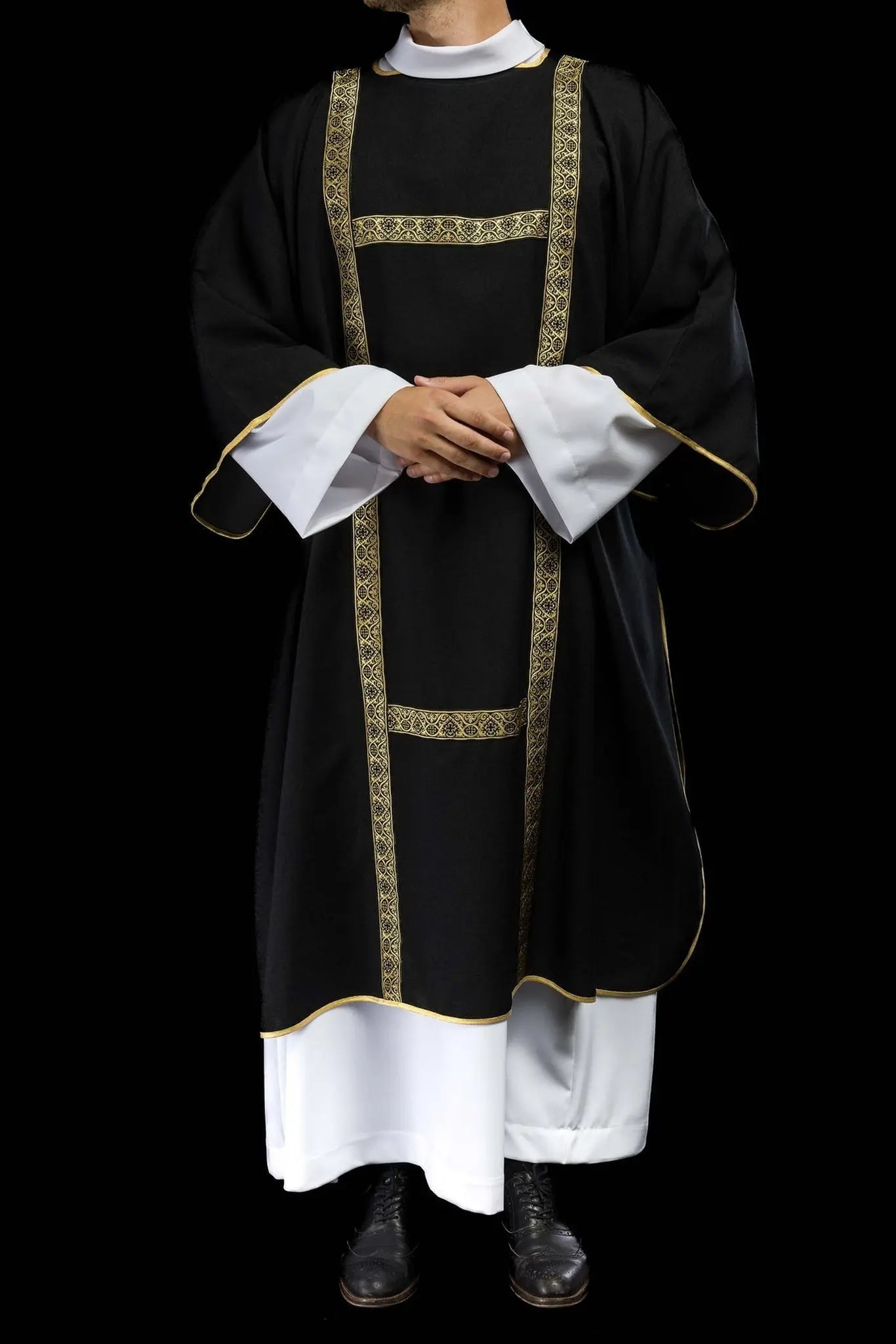 Black Dalmatic Decorated with Gold Jacquard Ribbons