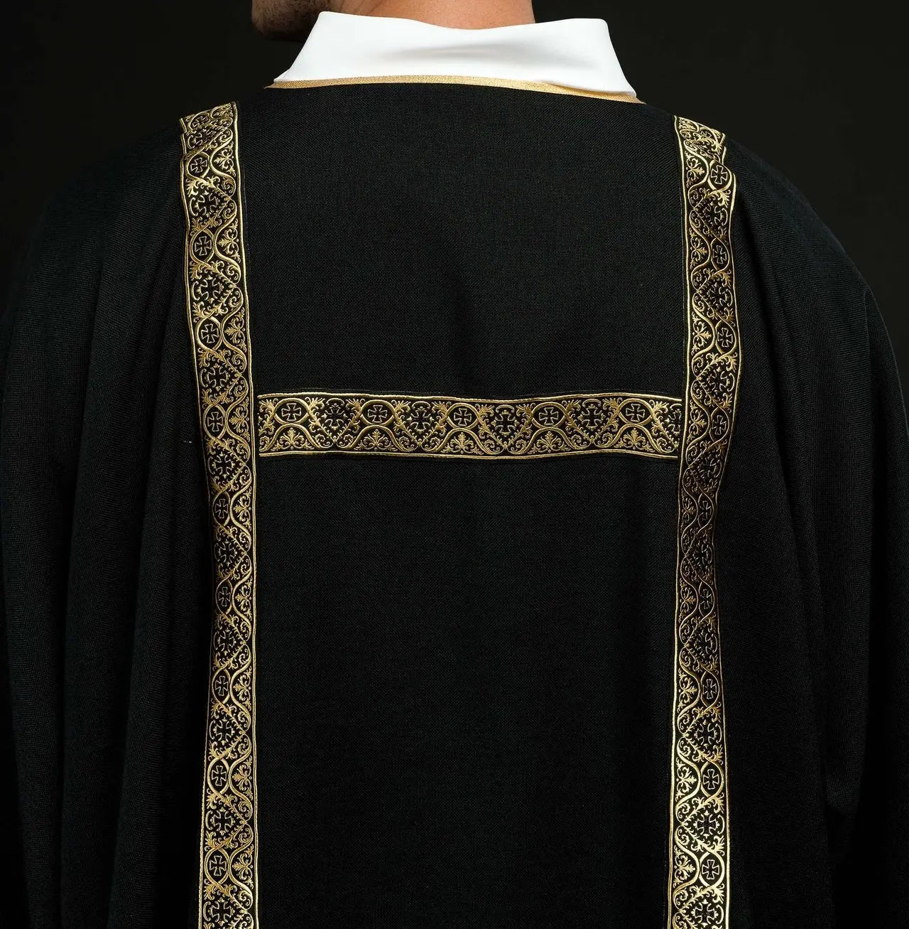 Black Dalmatic Decorated with Gold Jacquard Ribbons