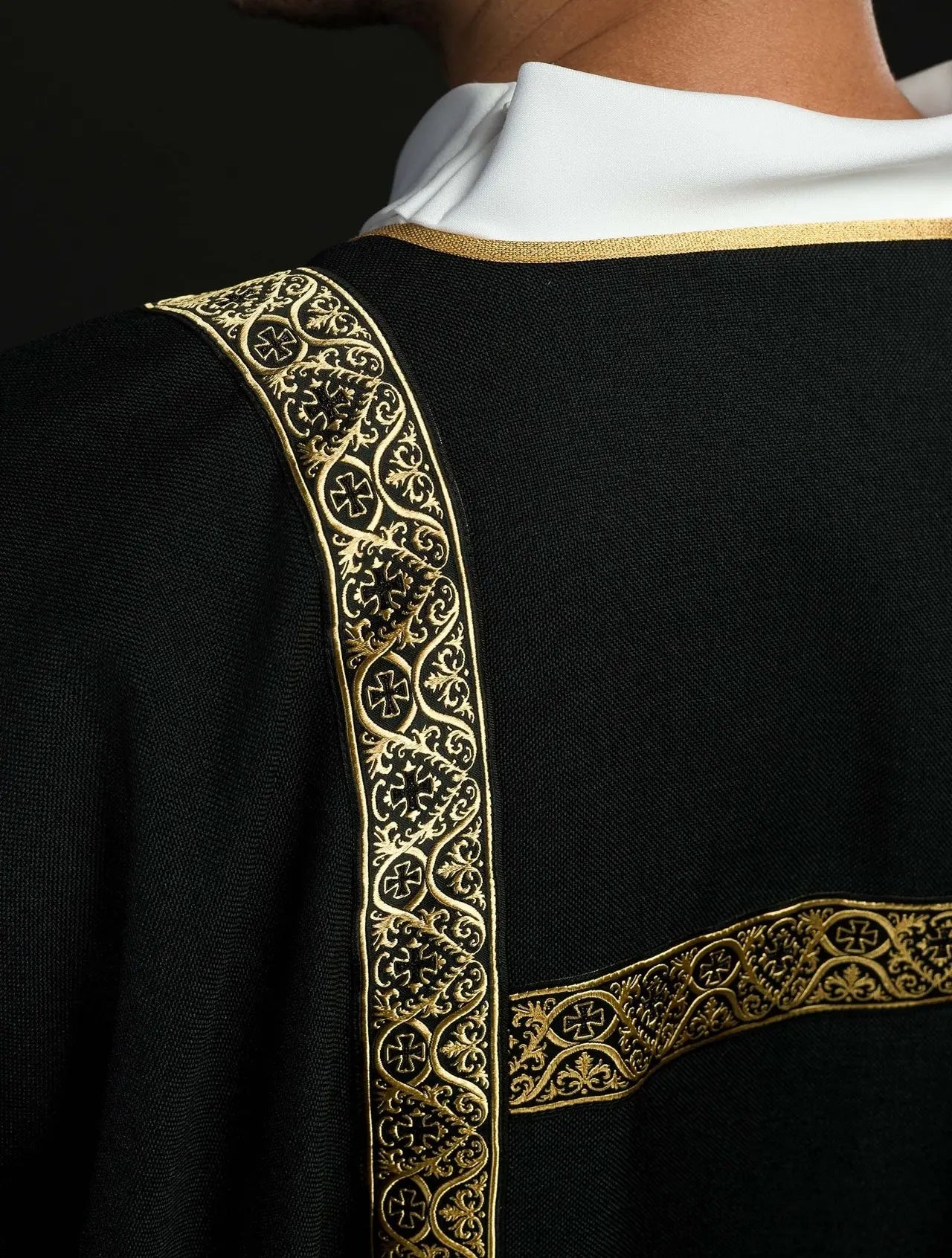 Black Dalmatic Decorated with Gold Jacquard Ribbons