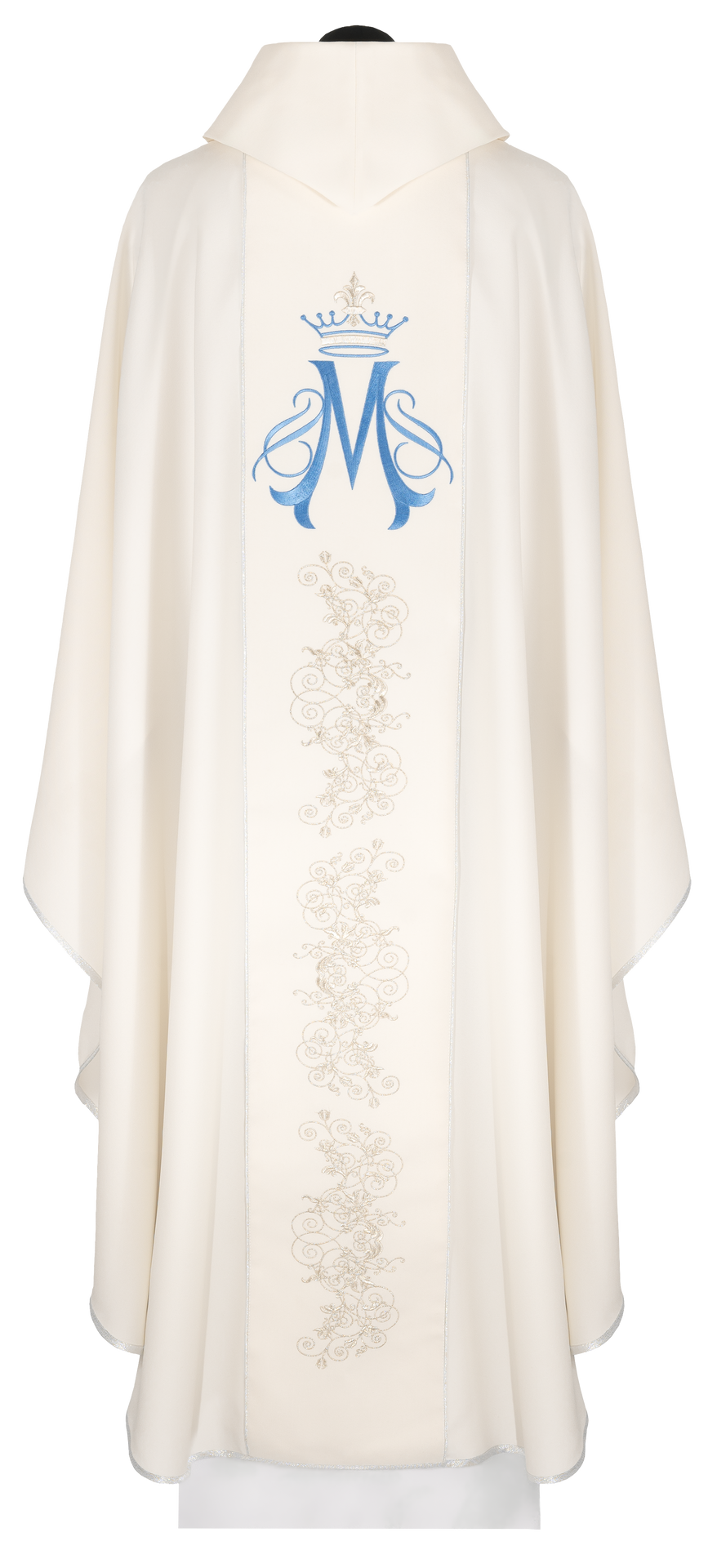 Ornat haftowany z motywem Maryjnym ecru - ORNATY.PL