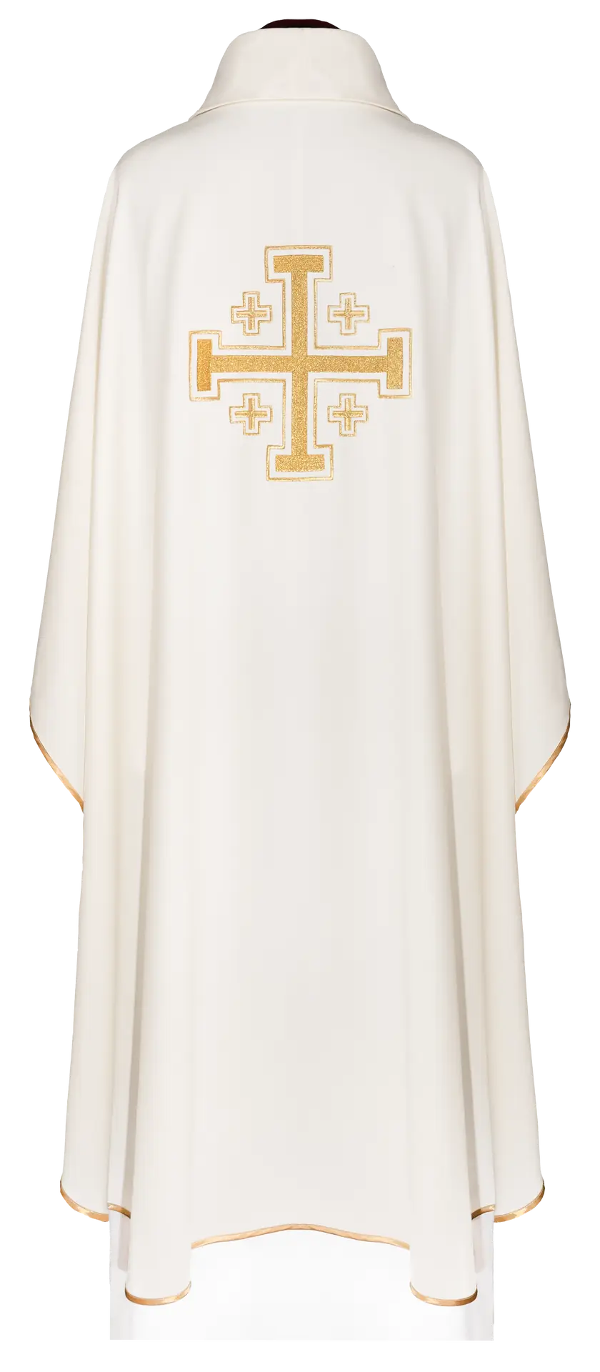 Ecru chasuble embroidered with a cross motif
