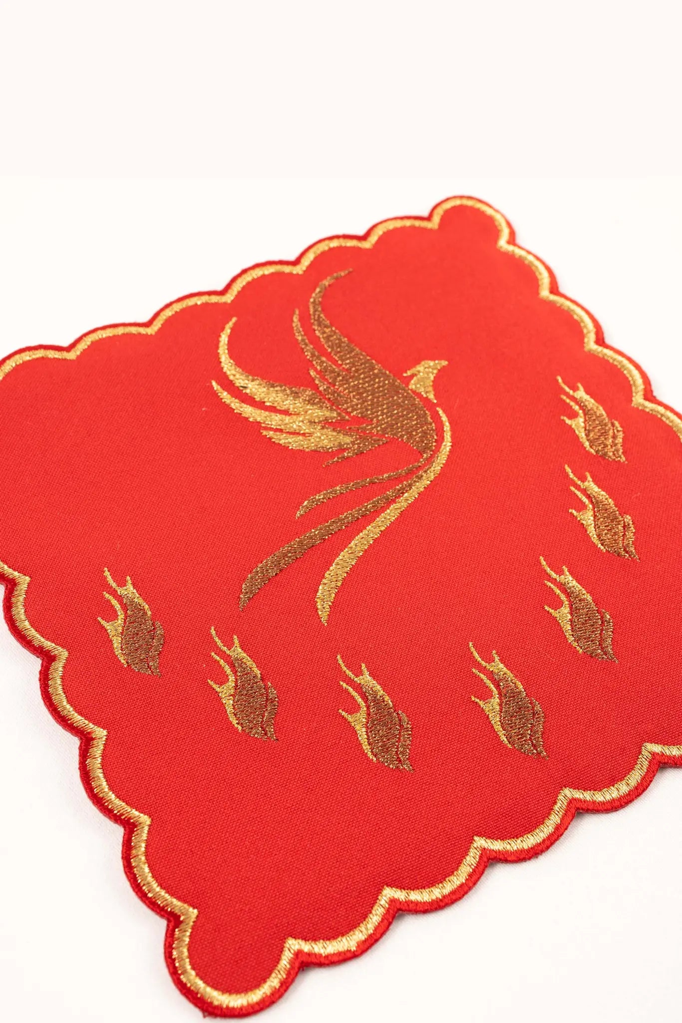 Red chalice linen set with Holy Spirit embroidery