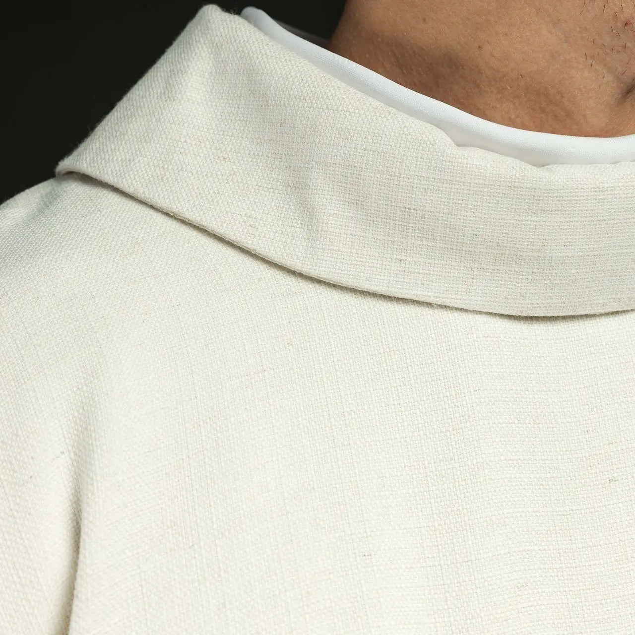 Easter chasuble sewn from natural fabric with an embroidered lamb