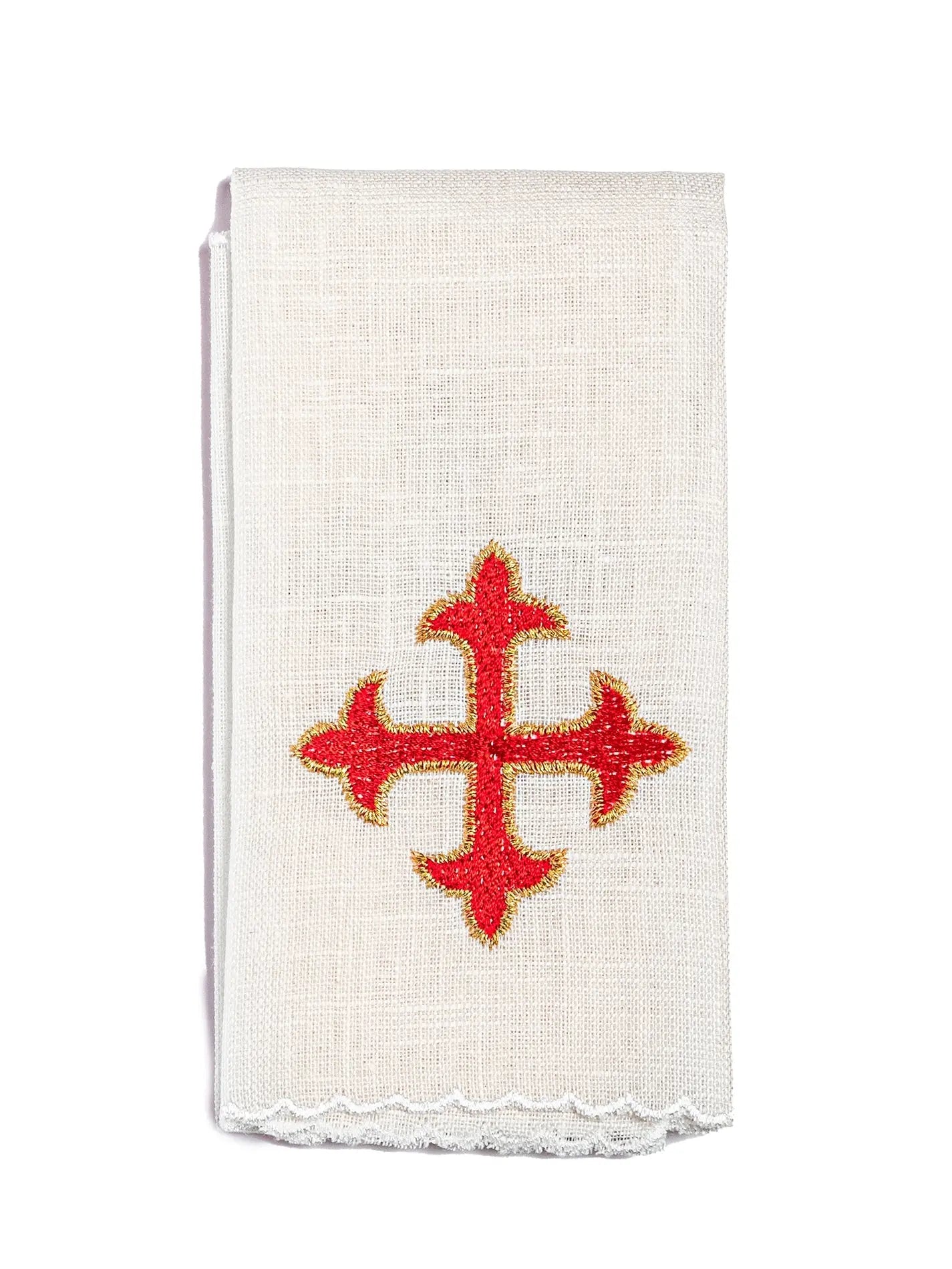 Linen chalice linen with red cross embroidery