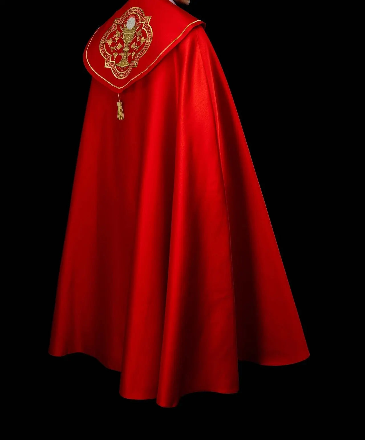Red Liturgical Cope with Eucharistic Embroidery