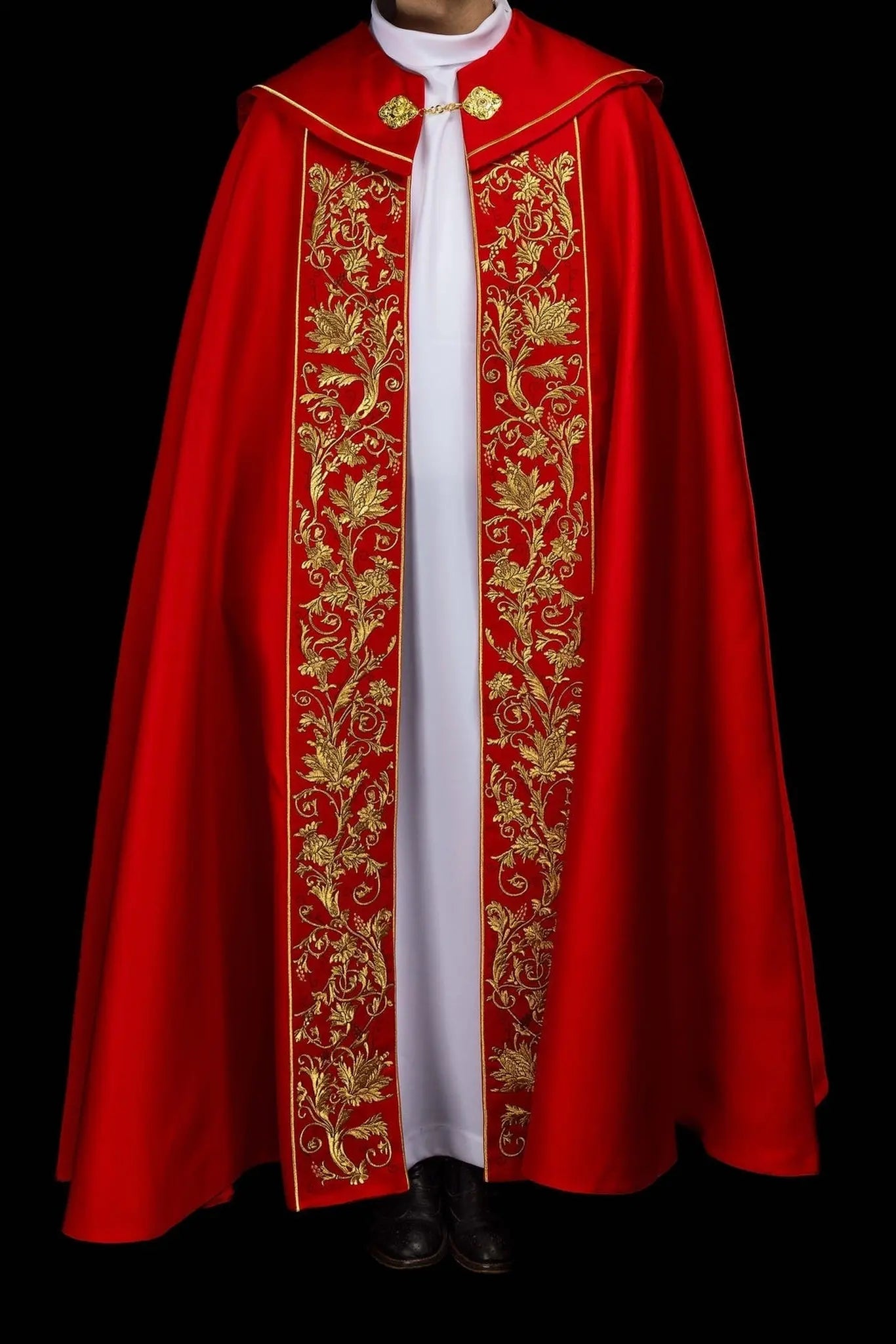 Red Liturgical Cope with Eucharistic Embroidery