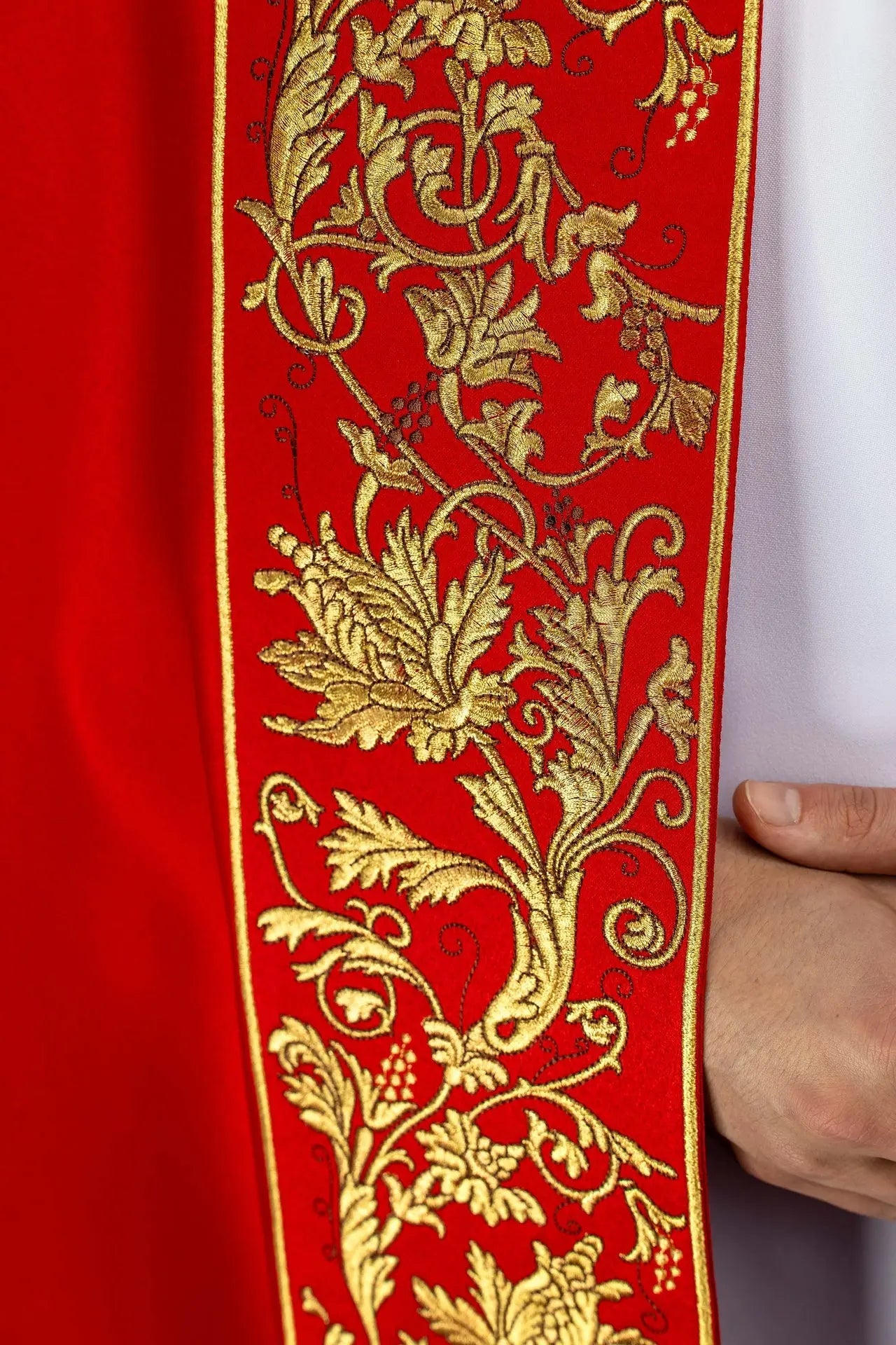 Red Liturgical Cope with Eucharistic Embroidery