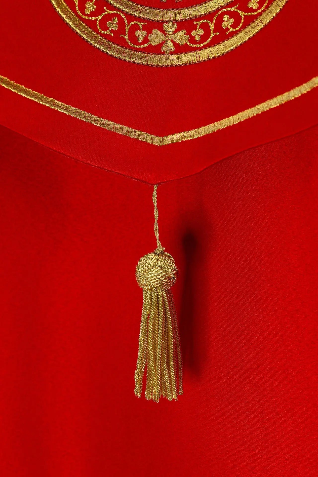 Red Liturgical Cope with Eucharistic Embroidery