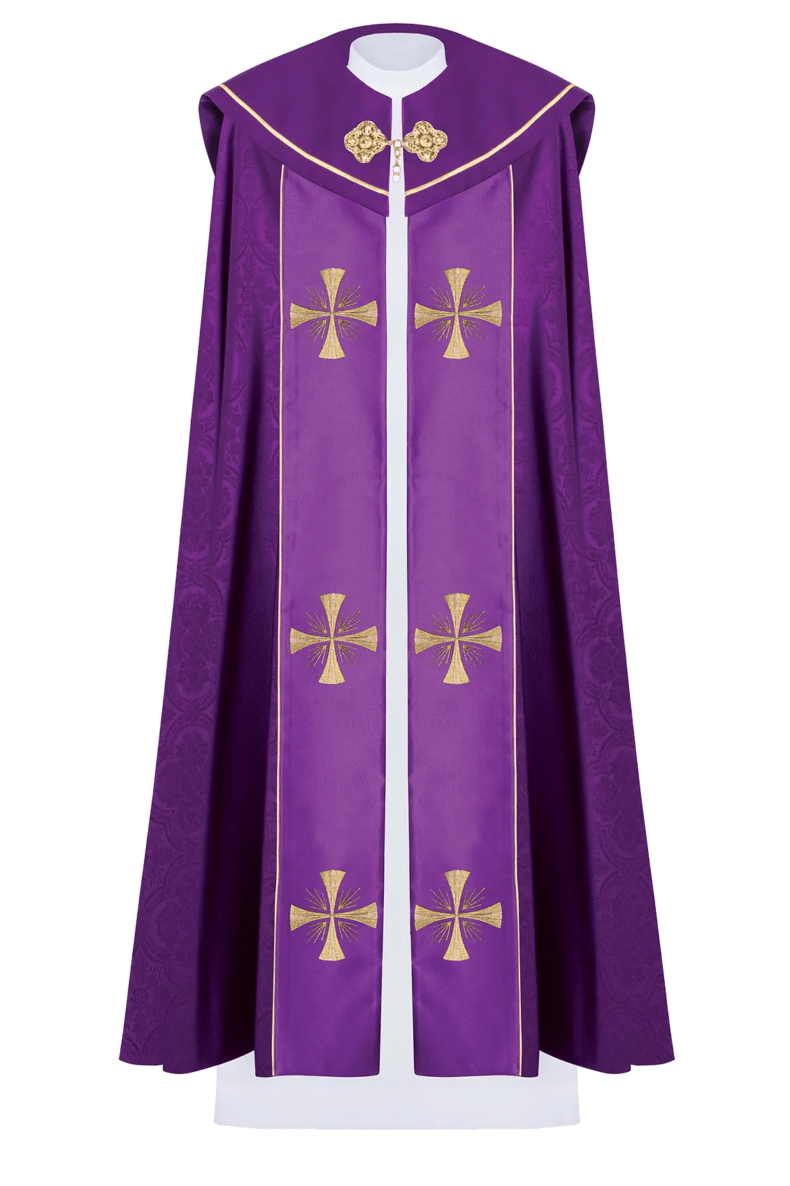 Fioletowa szata liturgiczna z złotym napisem IHS