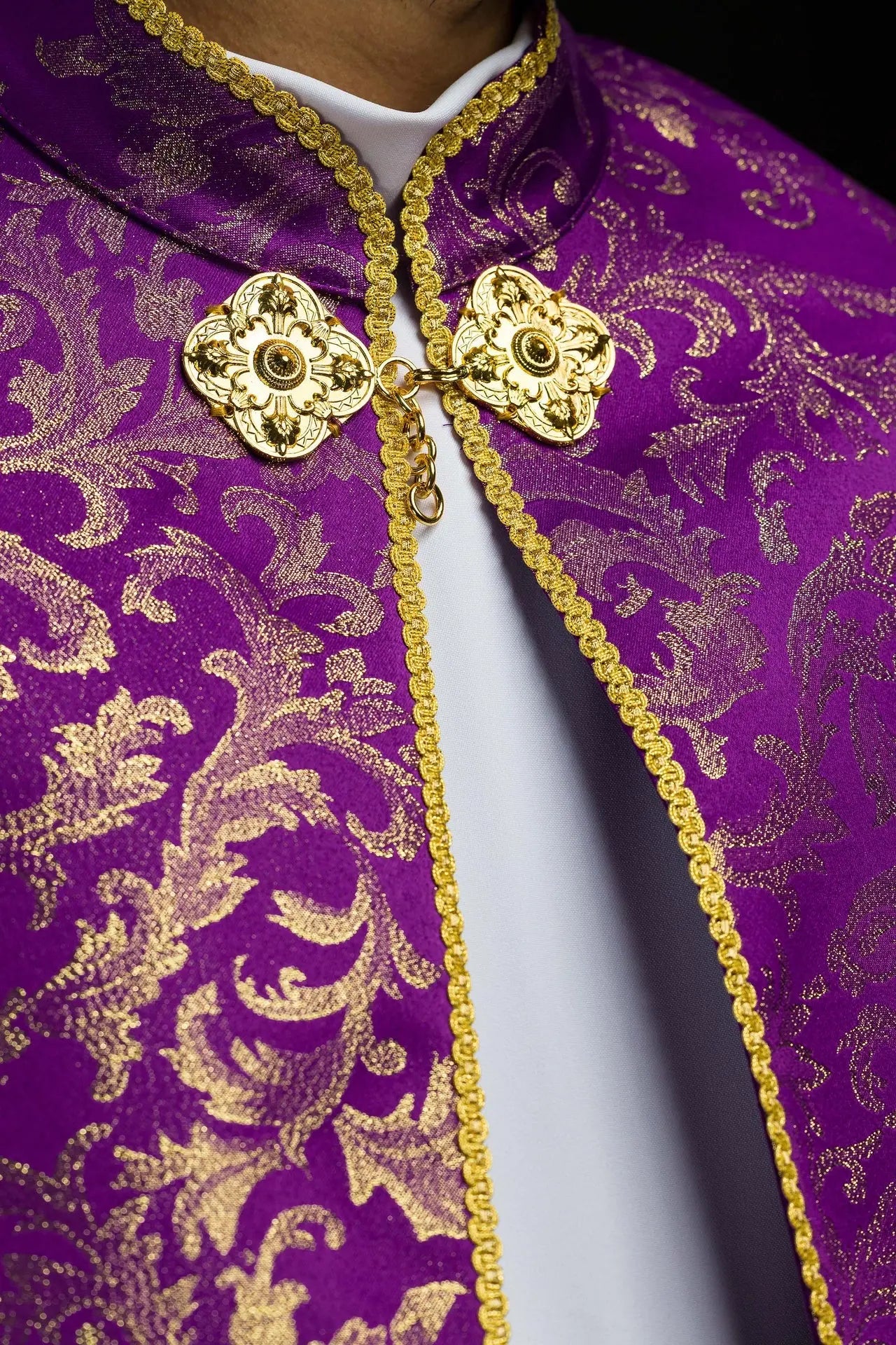 Purple Liturgical Cope with Gold Jacquard Ornament