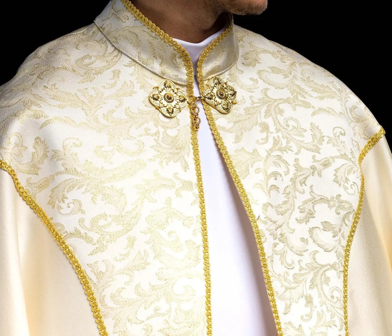 Ecru Liturgical Cope with Gold Jacquard Ornament