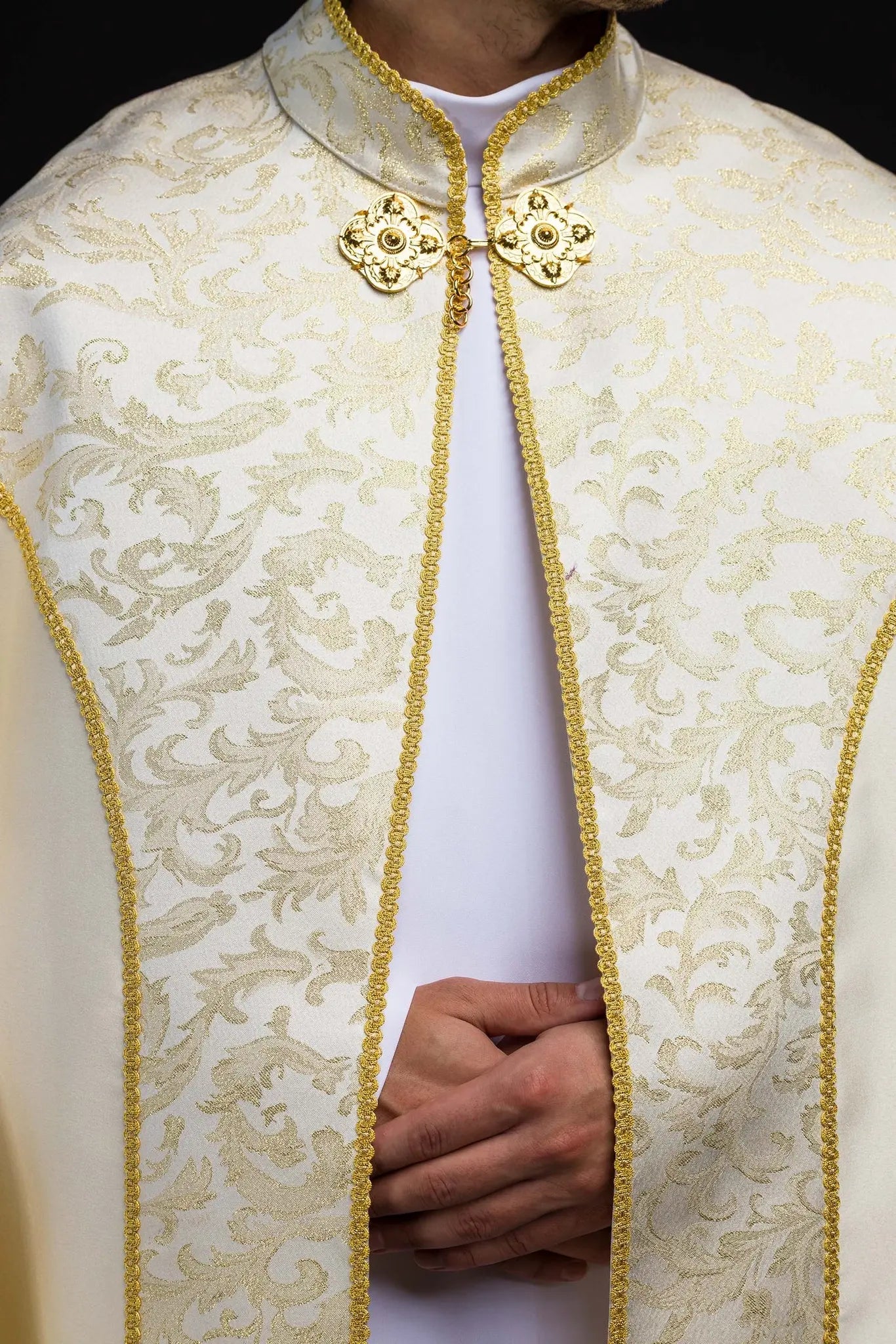 Ecru Liturgical Cope with Gold Jacquard Ornament