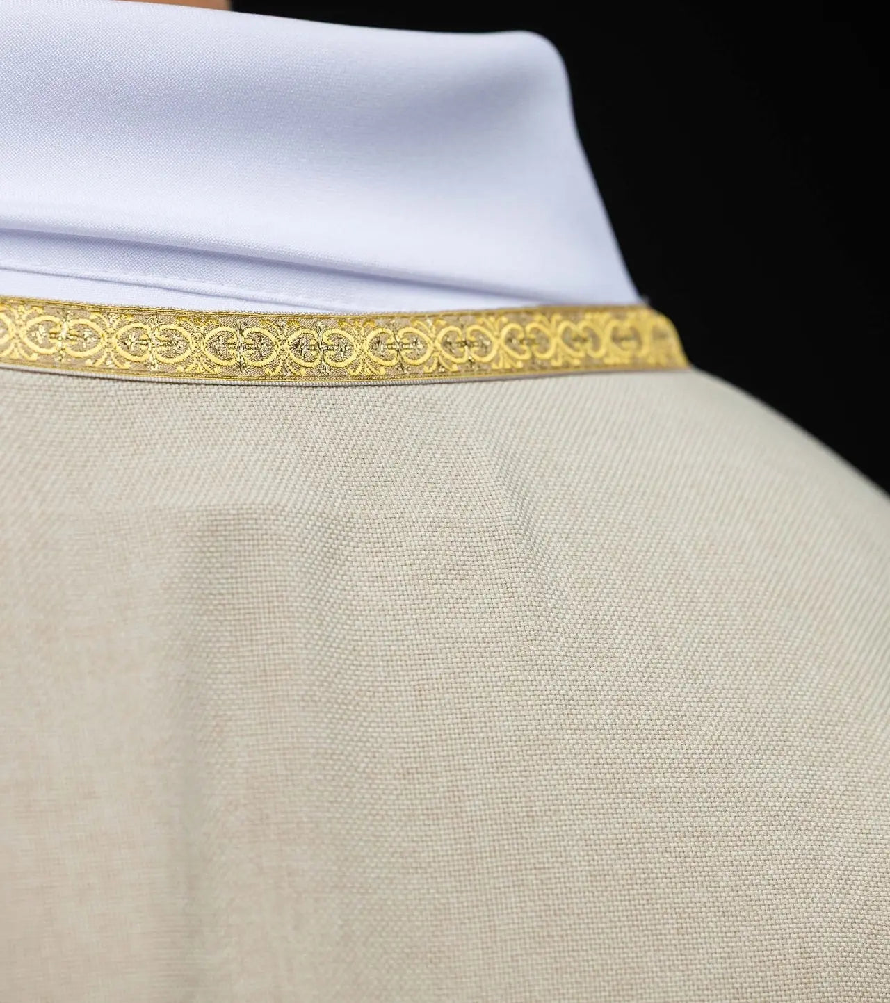 Ecru Liturgical Chasuble with Gold IHS Embroidery