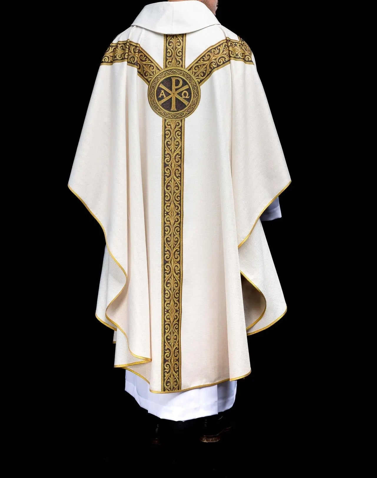 Printed “Pax” Chasuble Ecru with Rich Gold Decoration