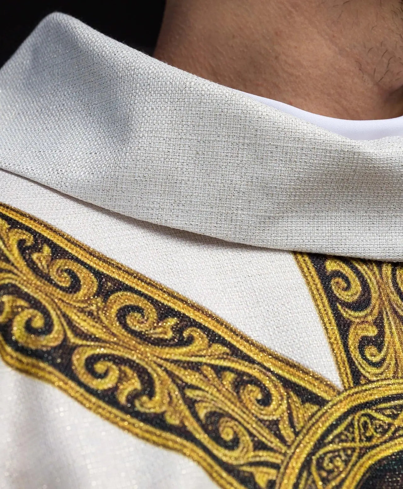 Printed “Pax” Chasuble Ecru with Rich Gold Decoration