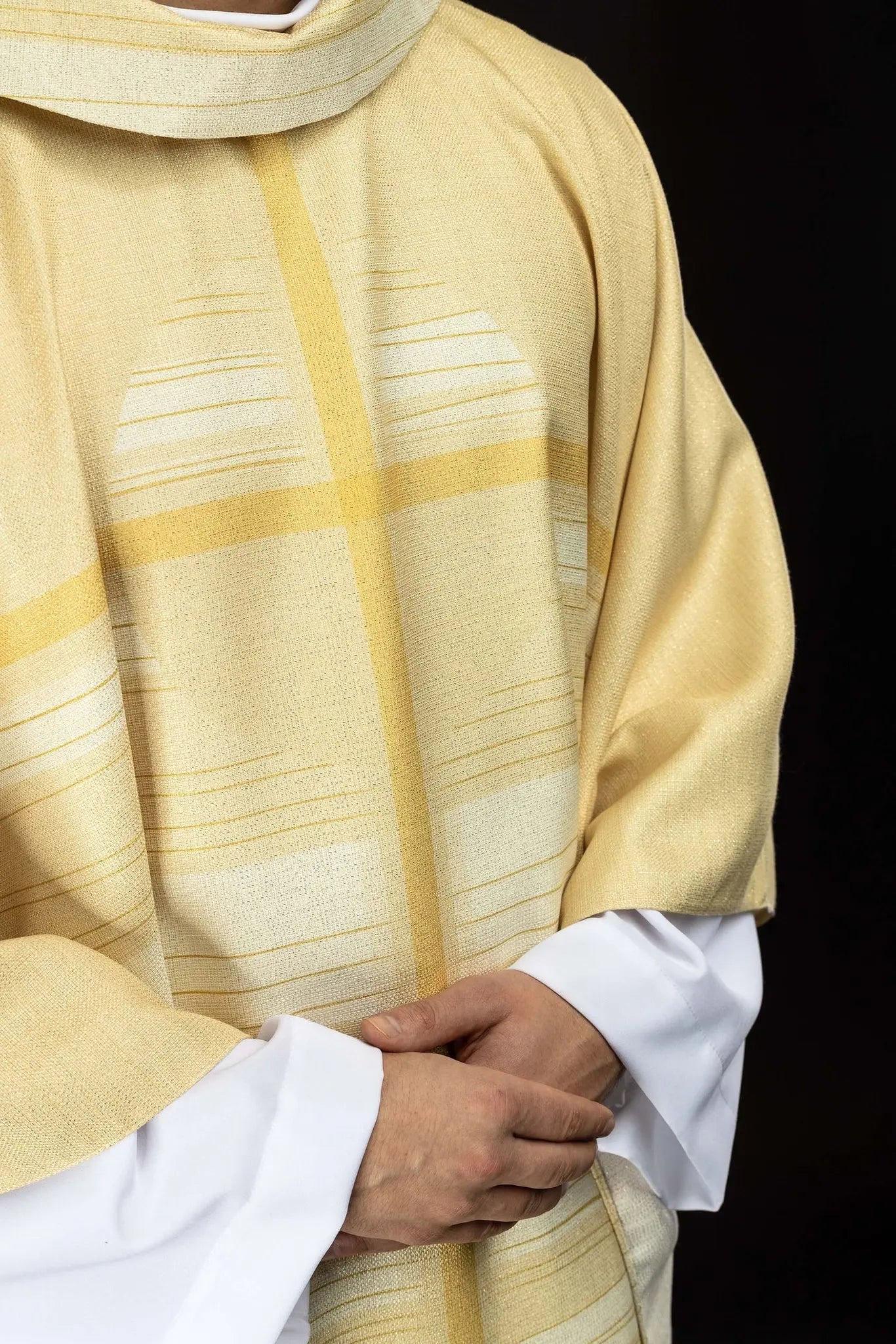 Ecru Printed Chasuble with Cross Motif