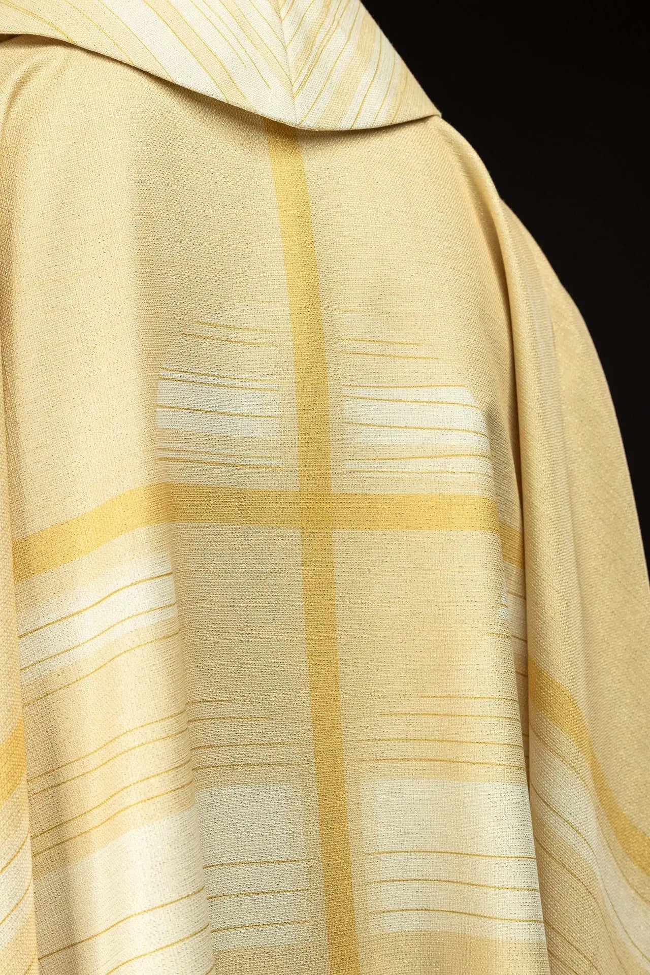 Ecru Printed Chasuble with Cross Motif