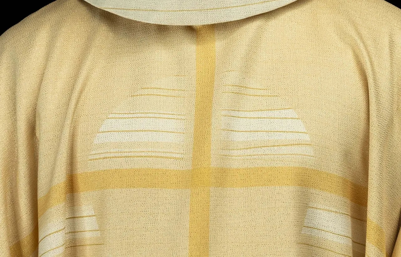 Ecru Printed Chasuble with Cross Motif
