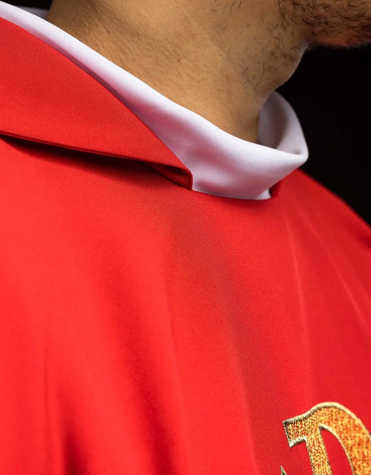 Embroidered chasuble with the Alpha and Omega symbol and wide collar red