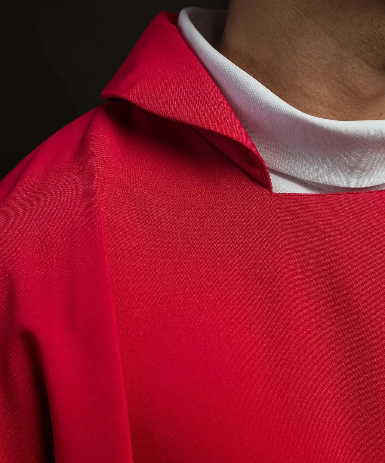 Red Embroidered Chasuble with Wide Collar and IHS Motif