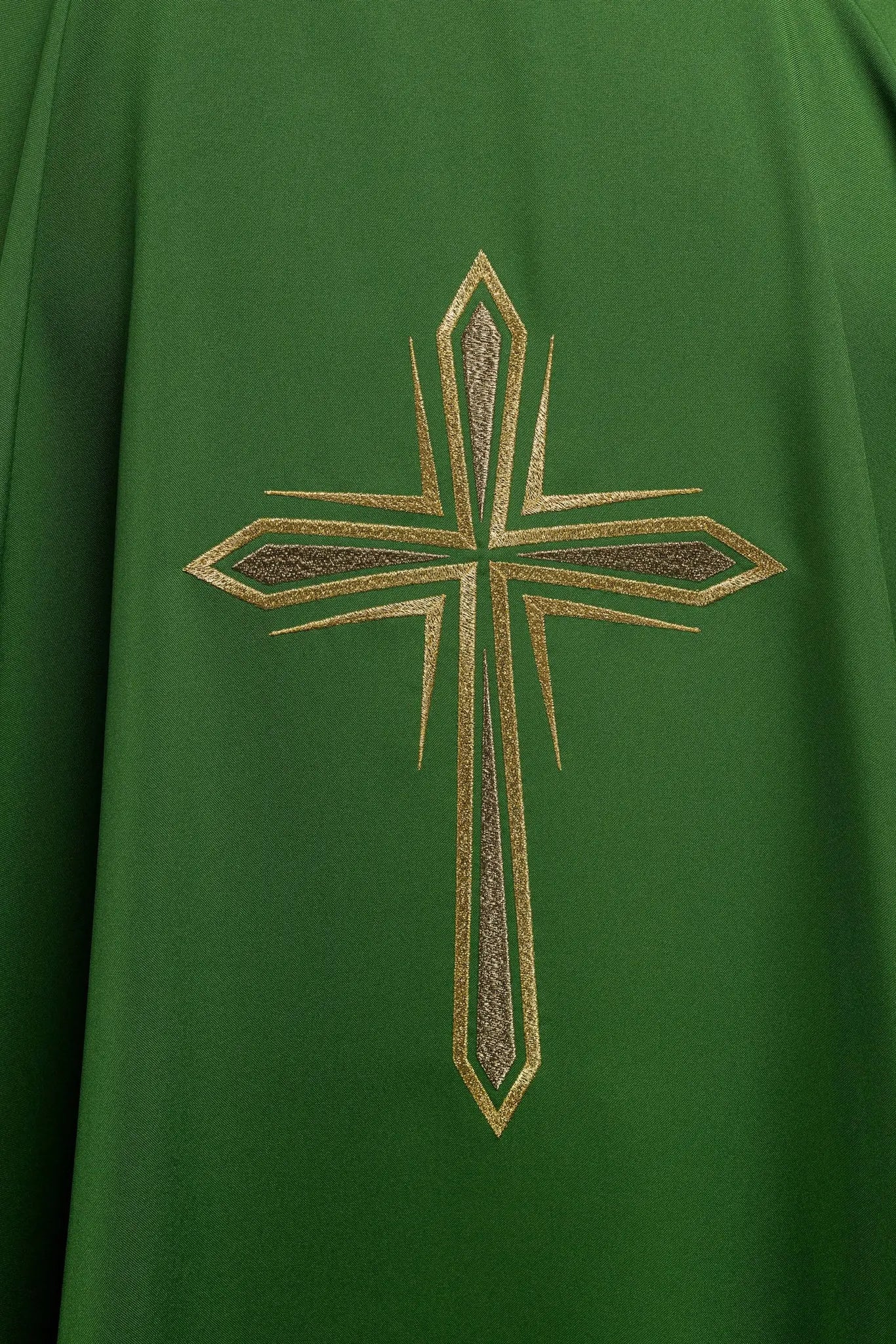 Green chasuble with embroidered cross