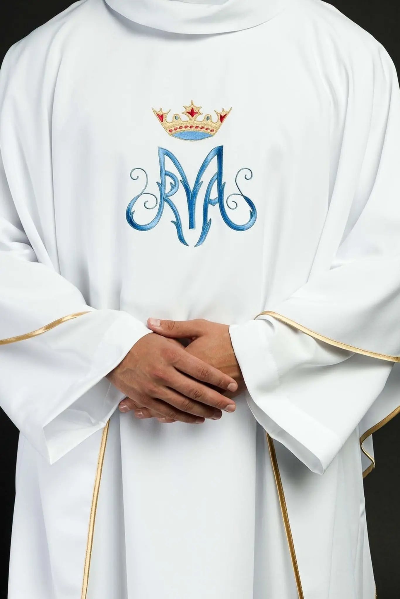 White Marian liturgical chasuble