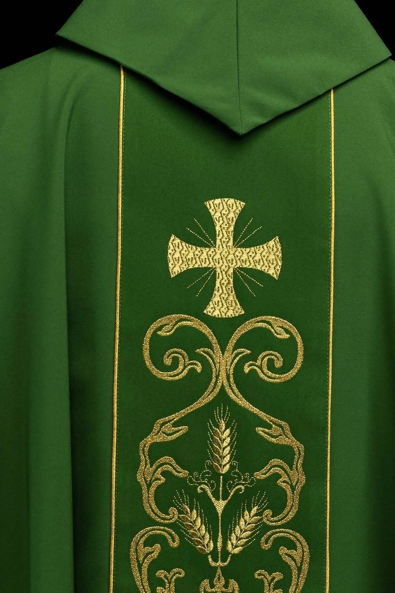 Green Chasuble with Embroidered Eucharistic Orphrey