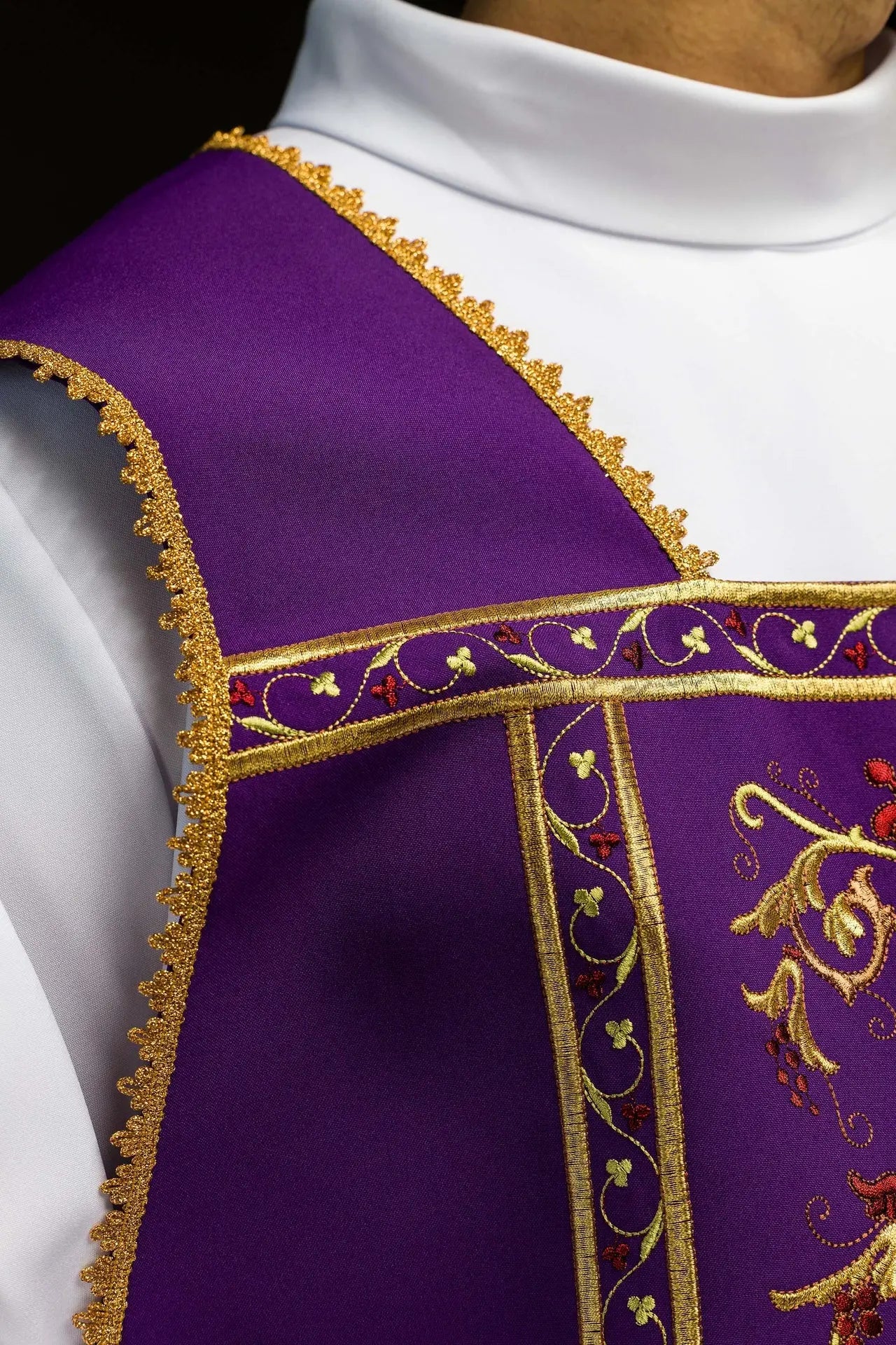Purple Roman chasuble embroidered with IHS motif