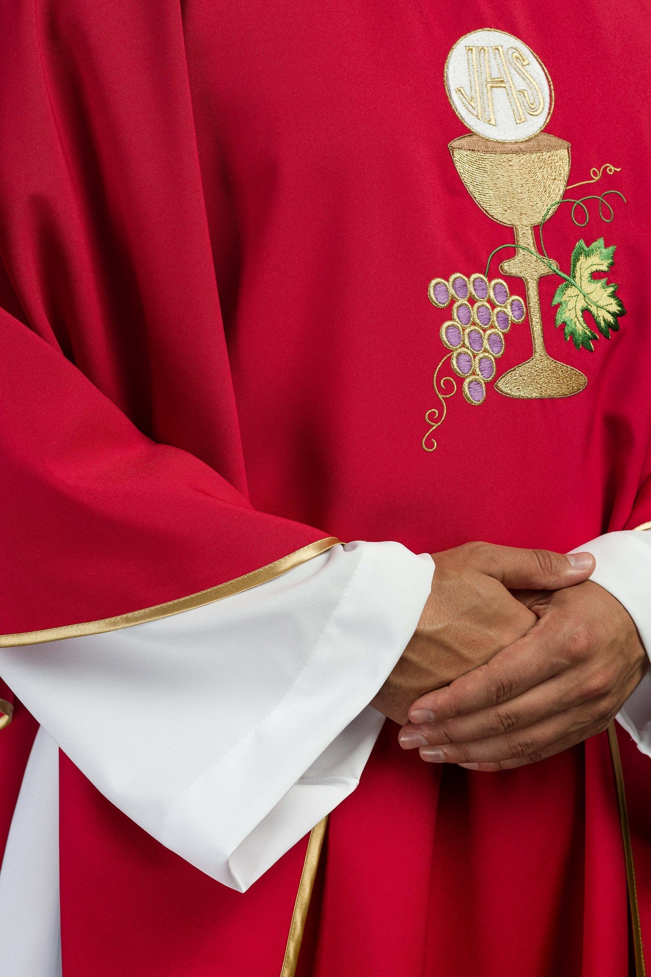 Ornat kielich Krzyż i winogrona Czerwony - ORNATY.PL