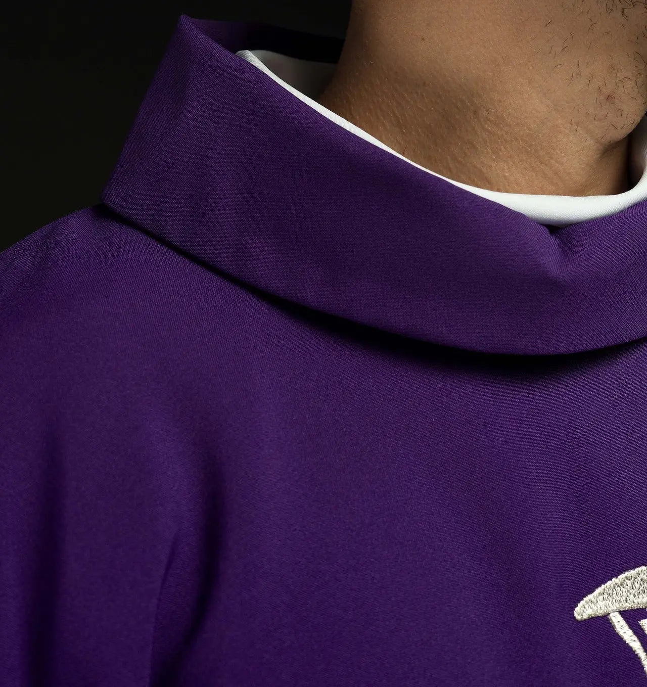 Purple chasuble with silver embroidered Cross for Lent