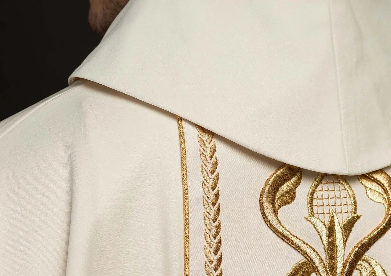 Embroidered cross ecru chasuble