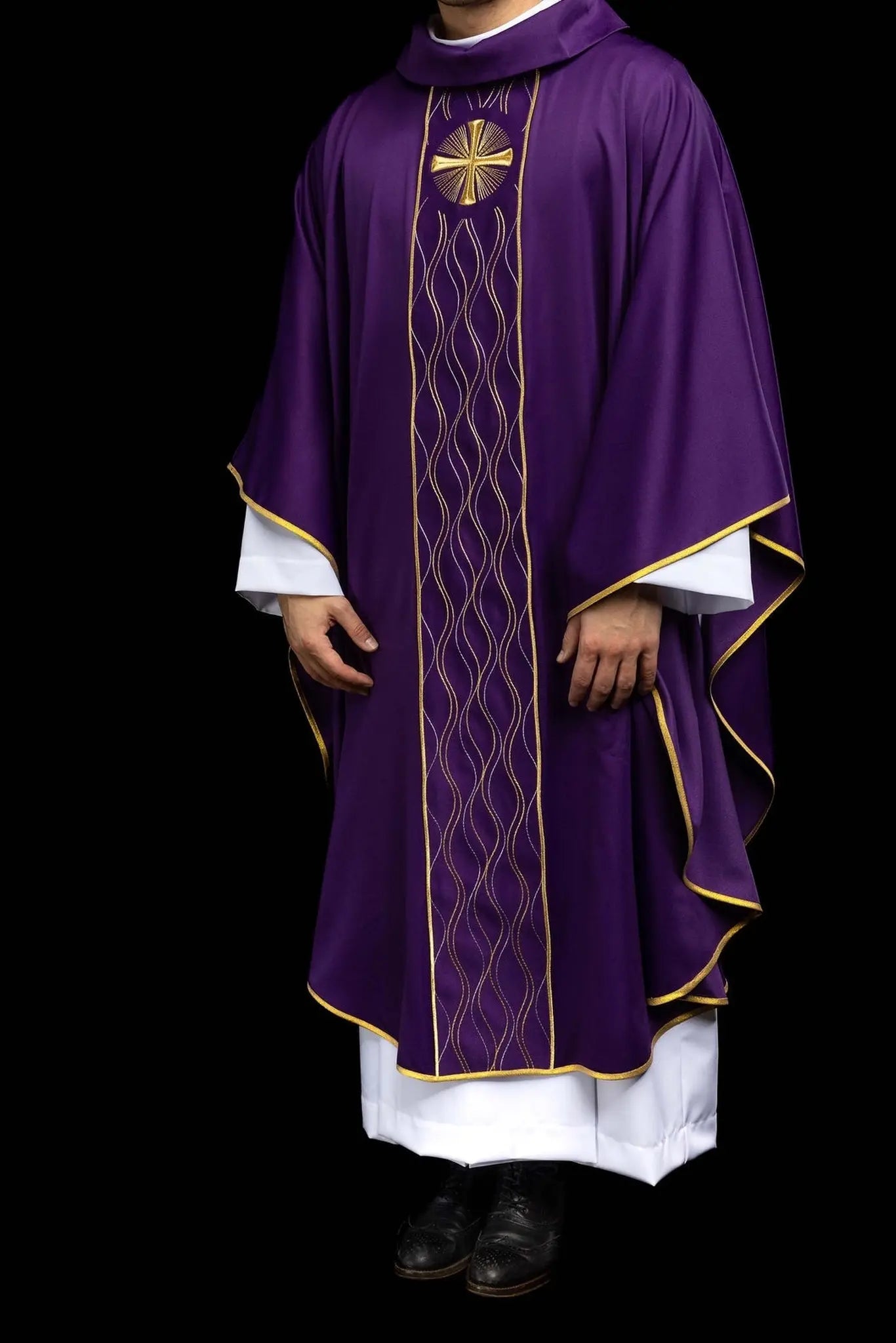 Purple Chasuble with Gold Cross Embroidery