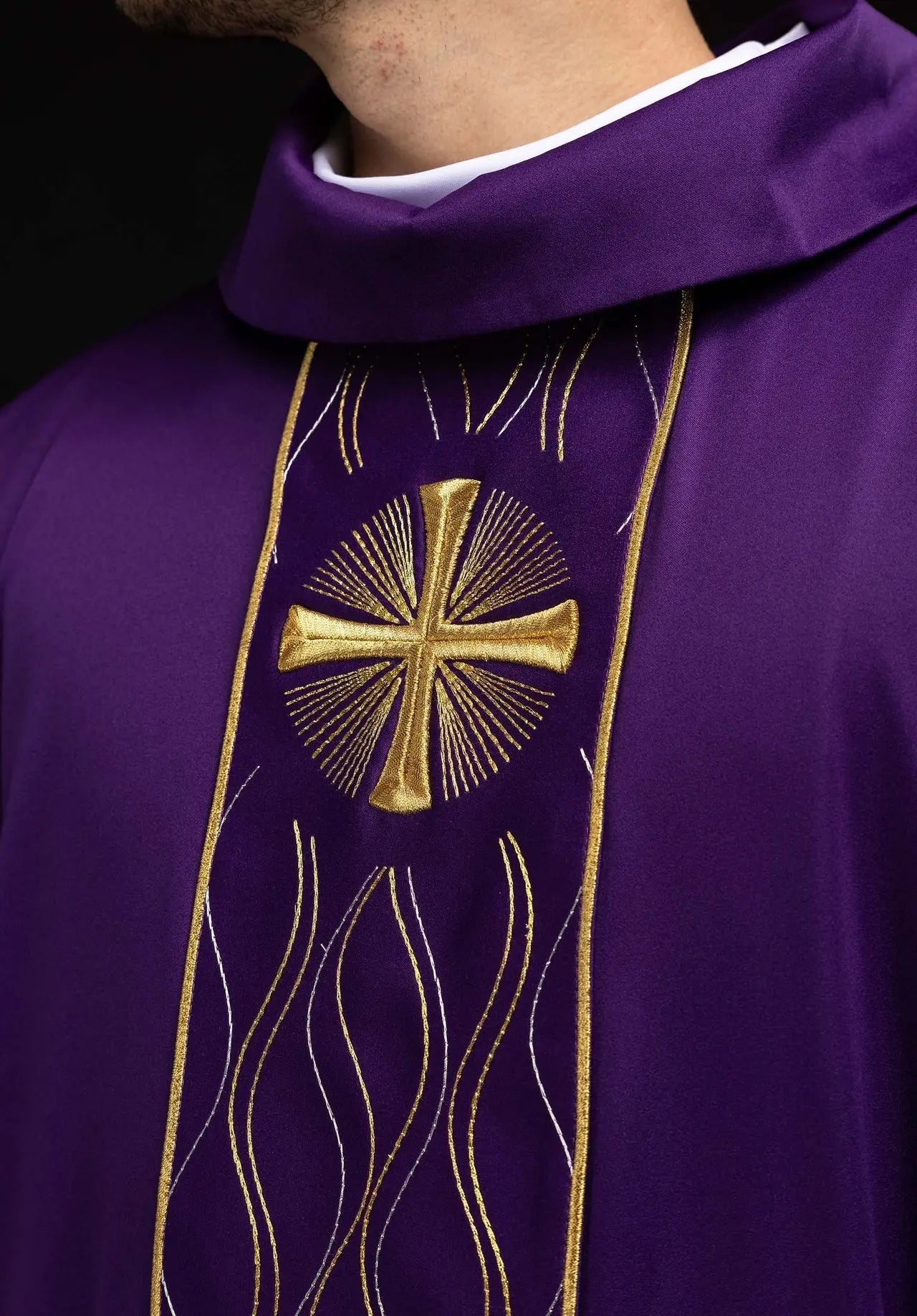 Purple Chasuble with Gold Cross Embroidery