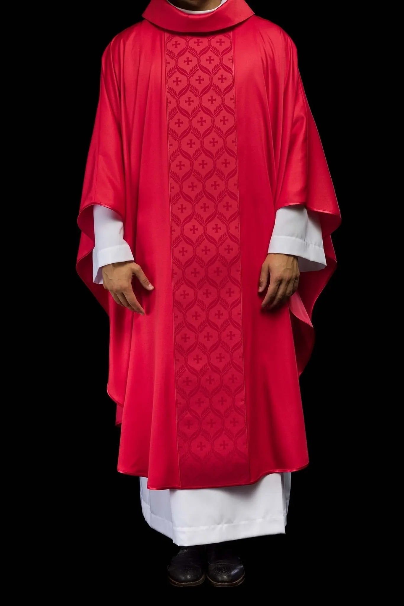 Red Chasuble with Jacquard Cross-patterned Band